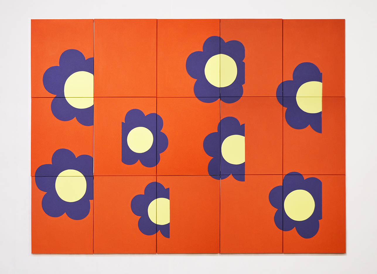 “Scholar’s Rock” 2023, ink and latex on canvas, each panel 30” x 24” total size 60” x 96”