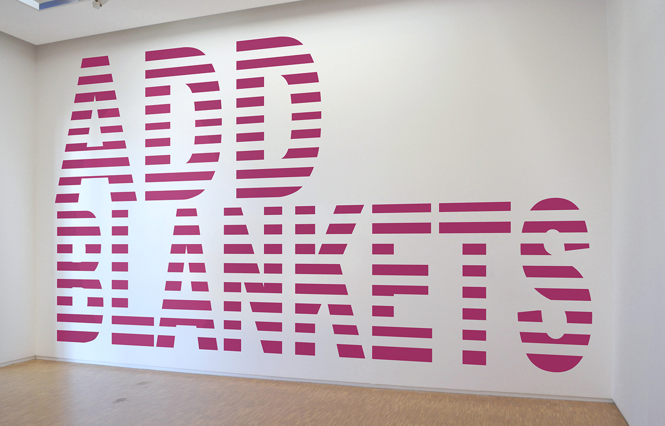 “Add Blankets” 2025, latex on wall, room installation, 16’ x 30’