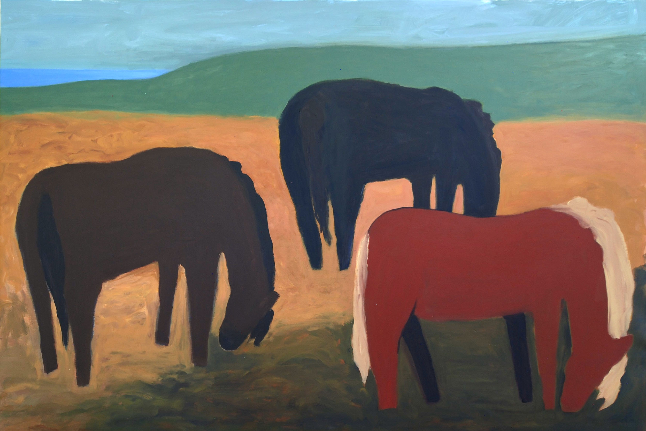 "Icelandic Horses Grazing" acrylic on canvas, 40 x 60 inches