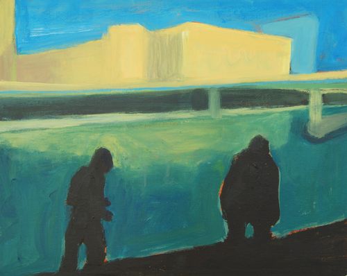 "Walking in Winter" acrylic on panel, 8 x 10 inches