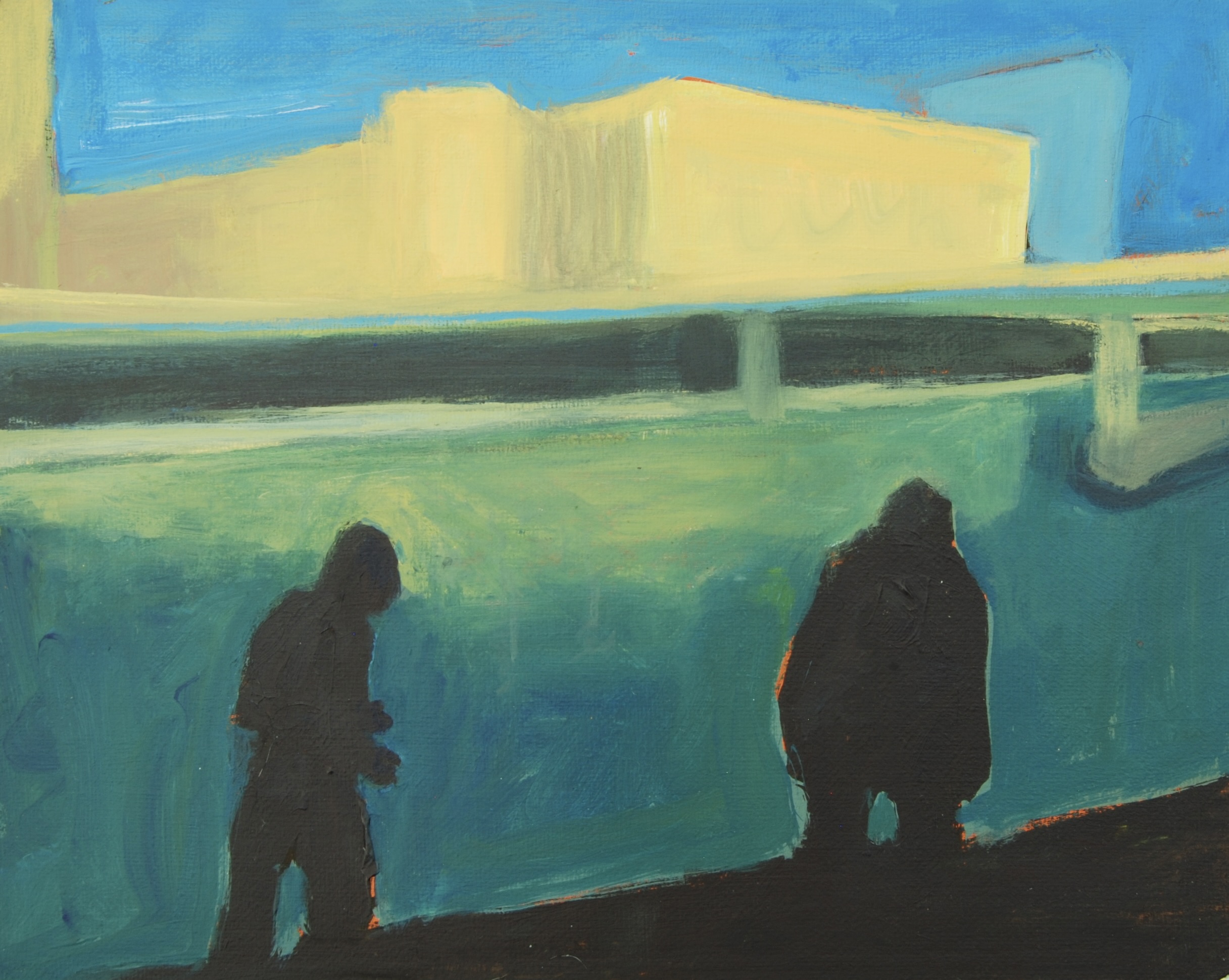 "Walking in Winter" acrylic on panel, 8 x 10 inches