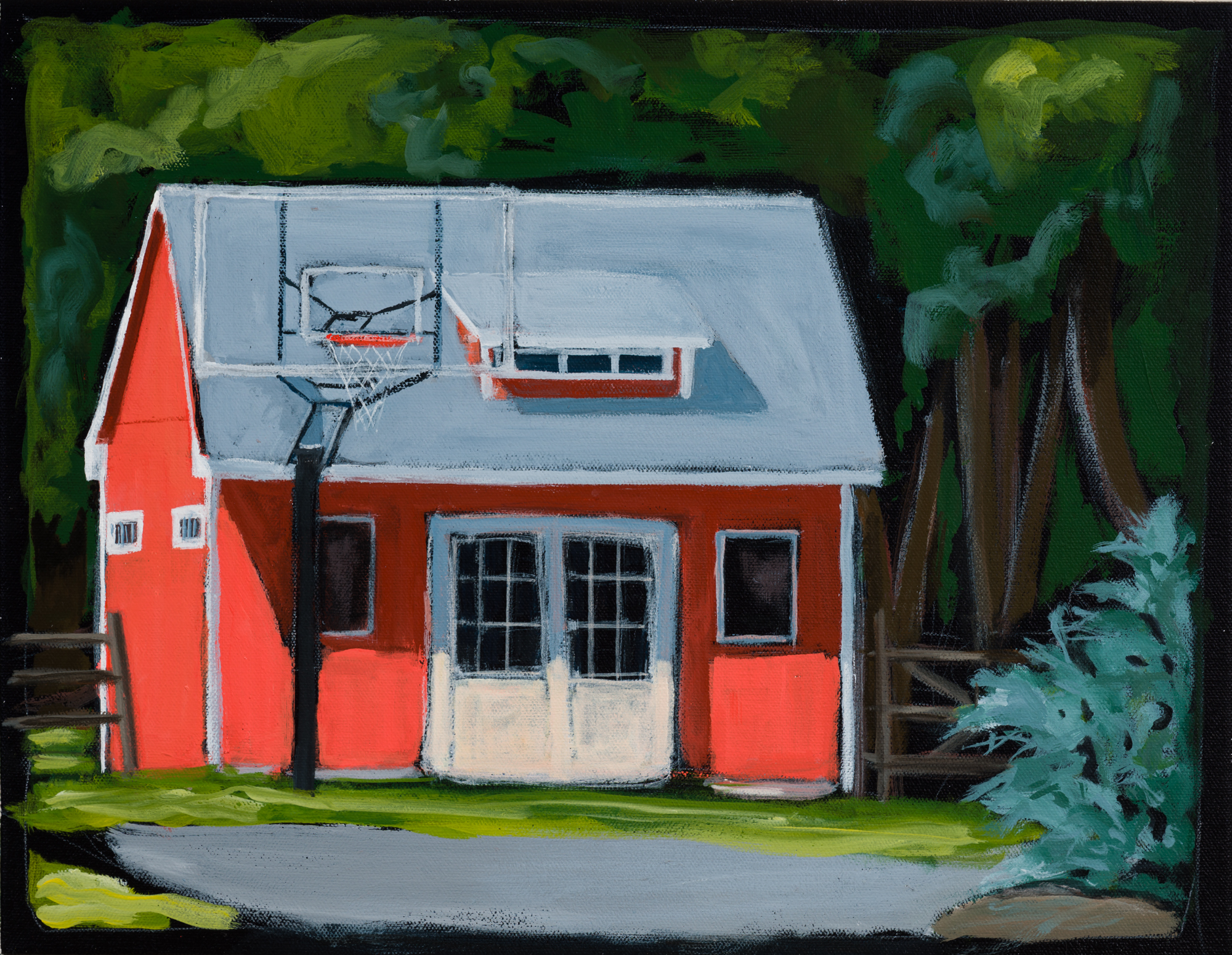 "Red Shed" acrylic on canvas, 14 x 18 inches