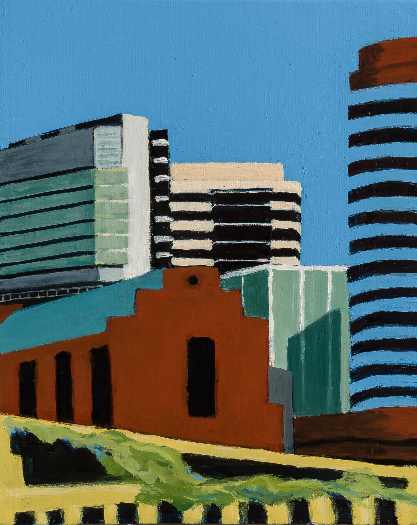 "University Buildings" acrylic on canvas panel, 10 x 8 inches