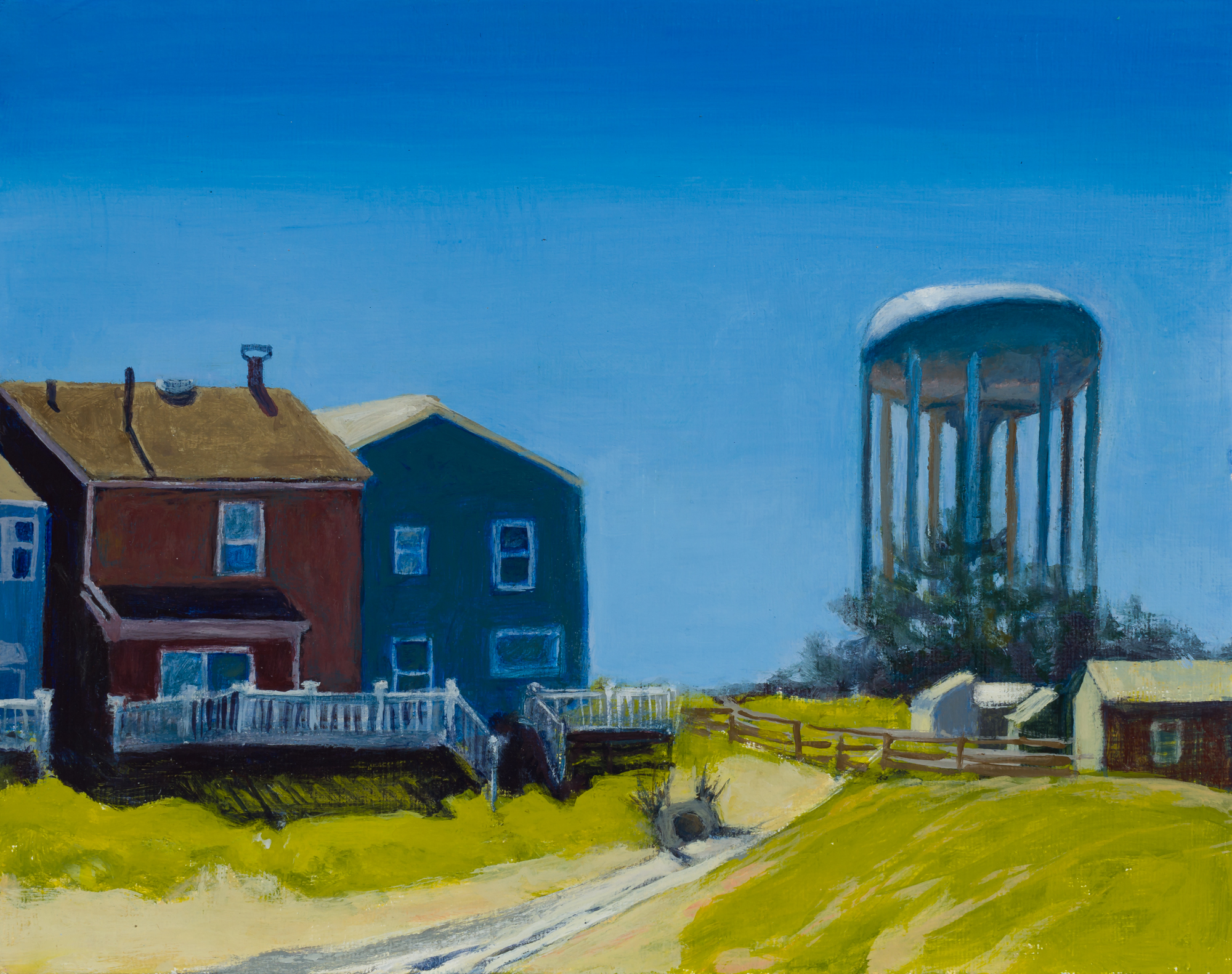 "Water Tower in Horsham" acrylic, 8 x 10 inches