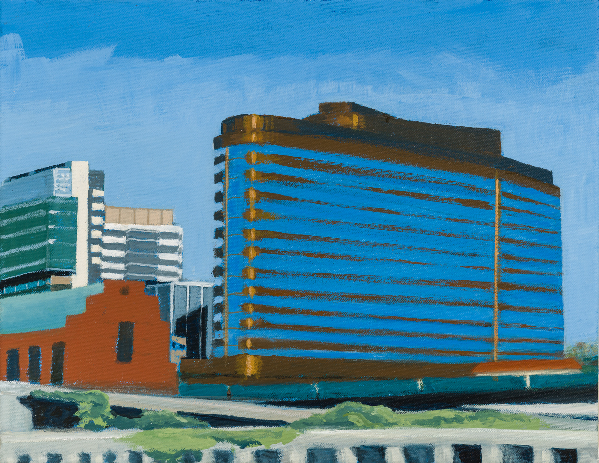 "University Hospital" acrylic on canvas, 14 x 18 inches