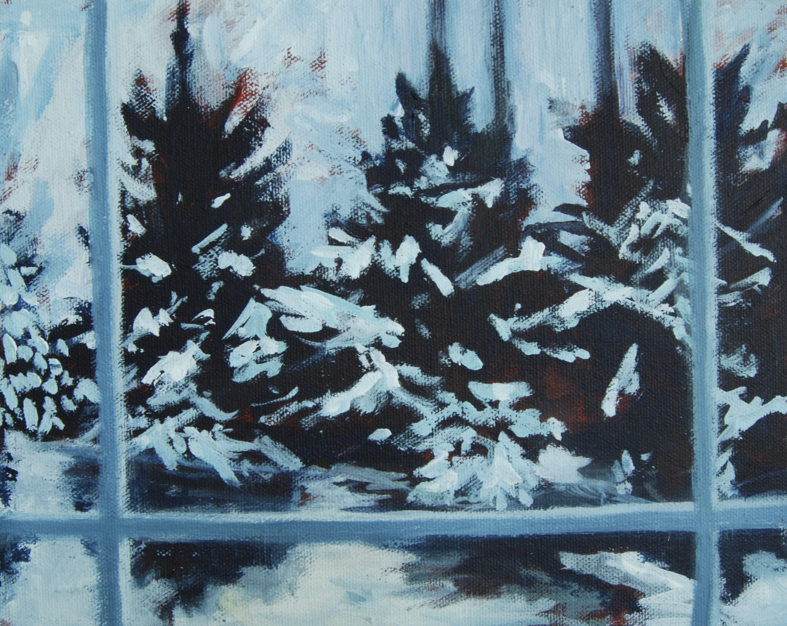 "Snowy Day Outside the Studio" acrylic on canvas, 8 x 10 inches