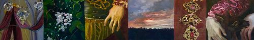 "Melancholia" 2021, oil on panel (diptych), 8 x 44 inches