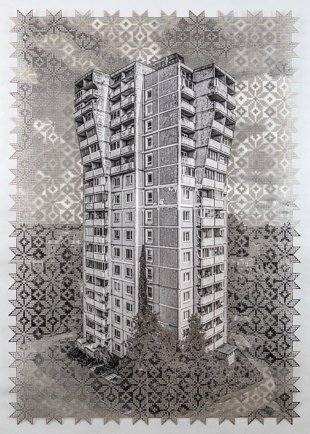 “What Remains 10” 2023, laser-cut pigment print, 33 x 22 inches