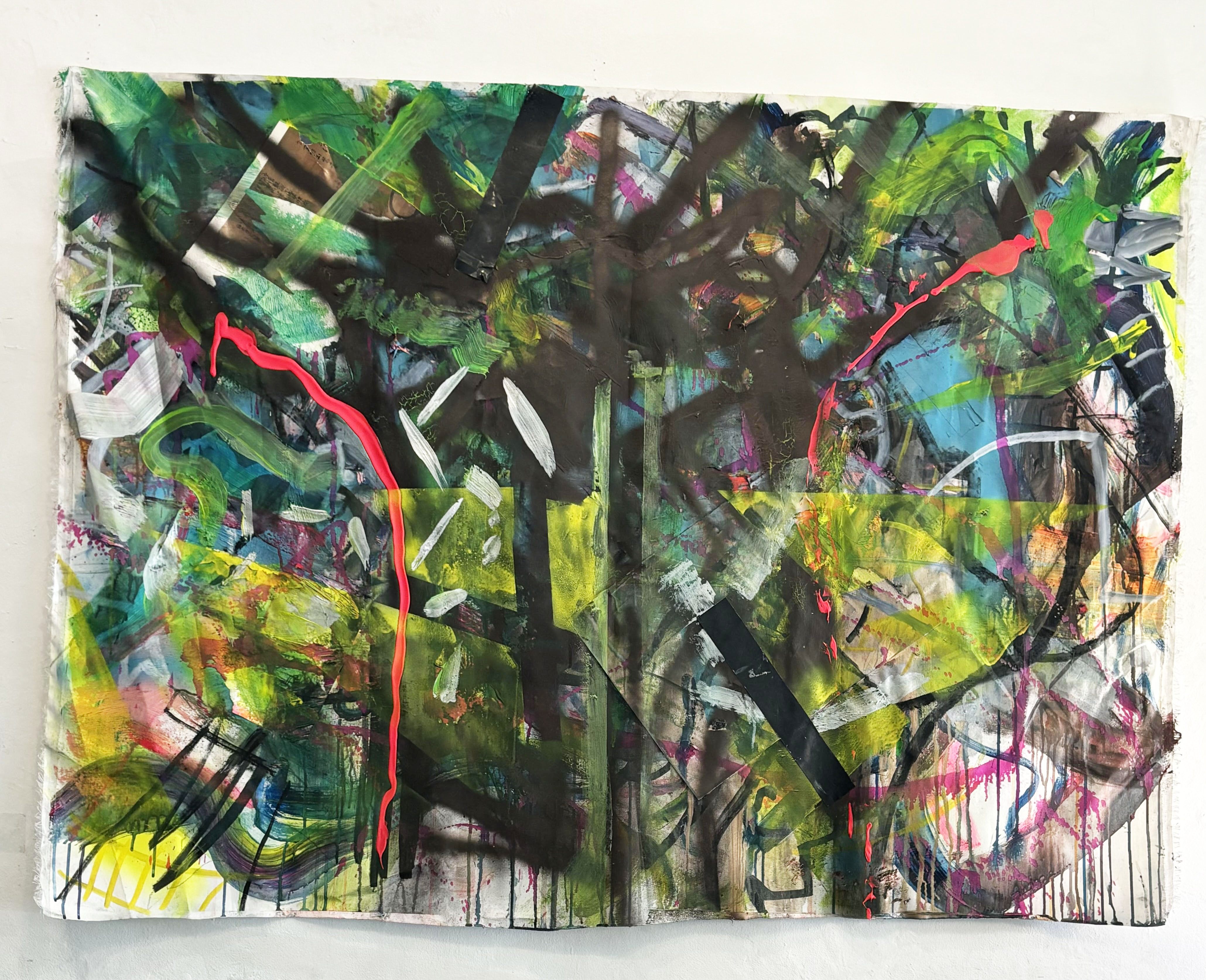 "Annapurna" acrylic/mixed/collage on prestretched canvas, 45" x 58"