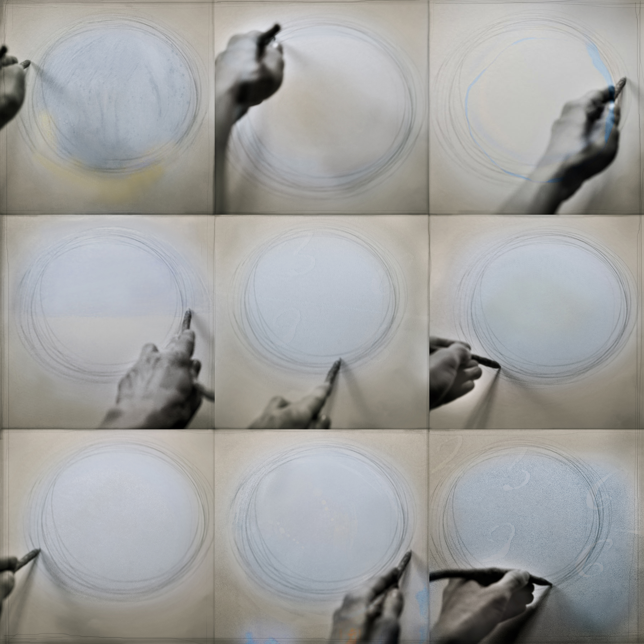 "Learning To Write Again" mixed media on canvas, 36 x 36 inches