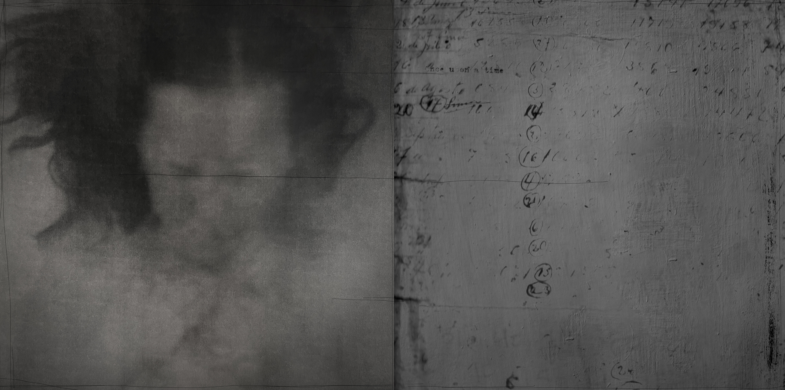 "I Don’t Wish To Frighten You" mixed media on canvas, 18 x 38 inches