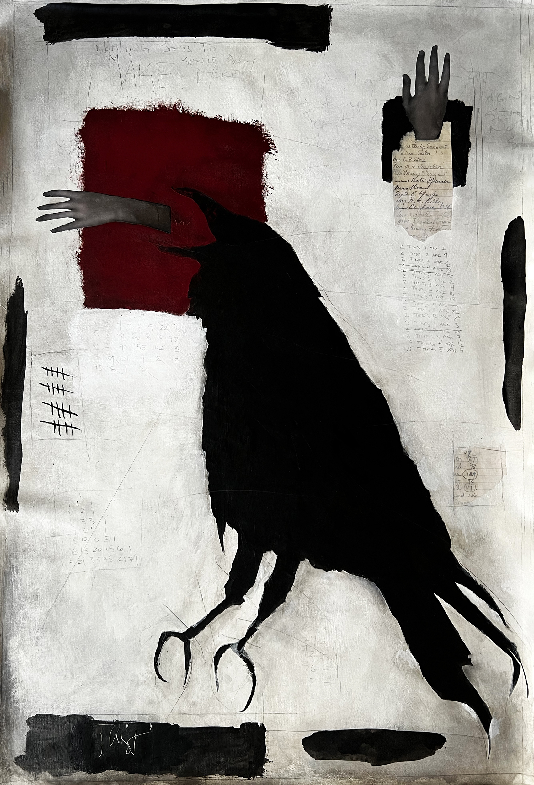 "Deductive Reasoning" mixed media on canvas, 24 x 35 inches 