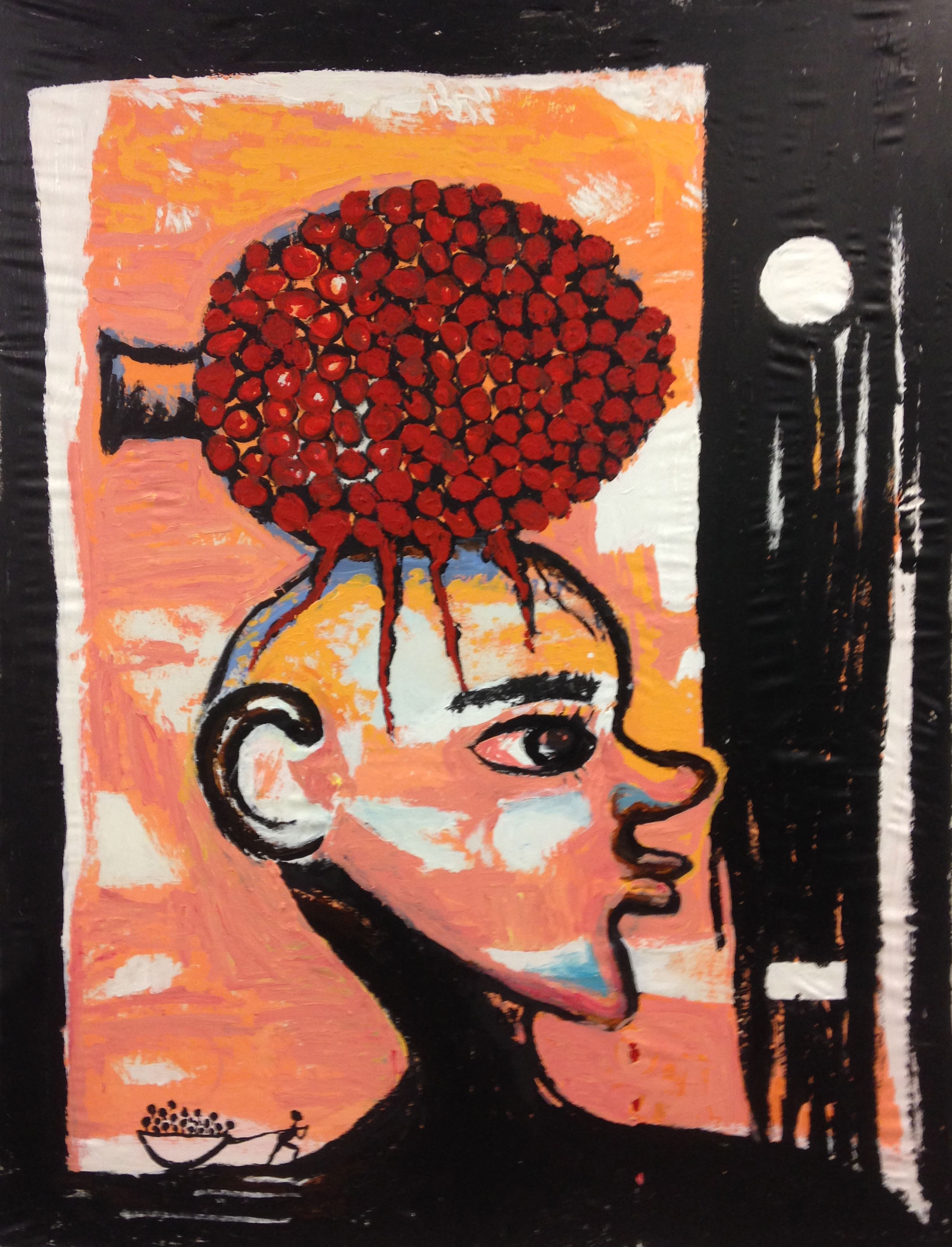 “Gold Rush 2” acrylic on fabric, 64” x 47”