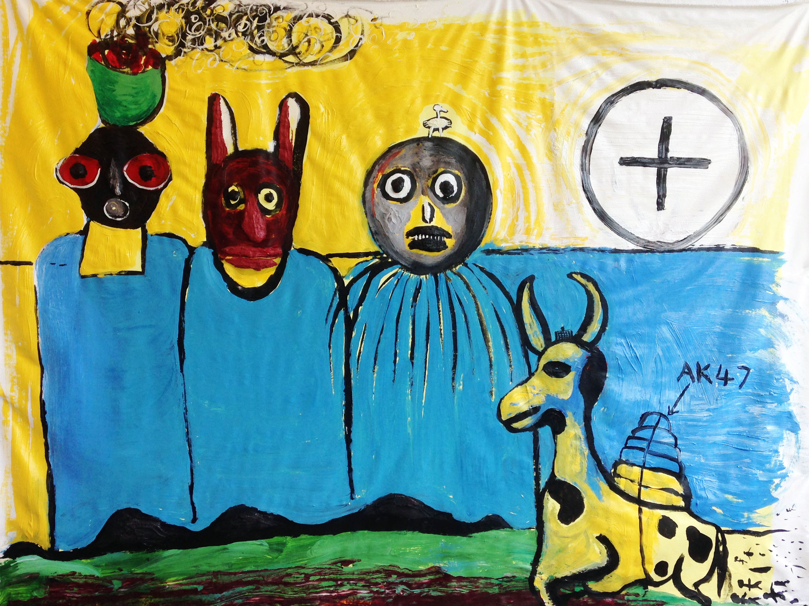  “AK47” acrylic on fabric, 44” x 58”