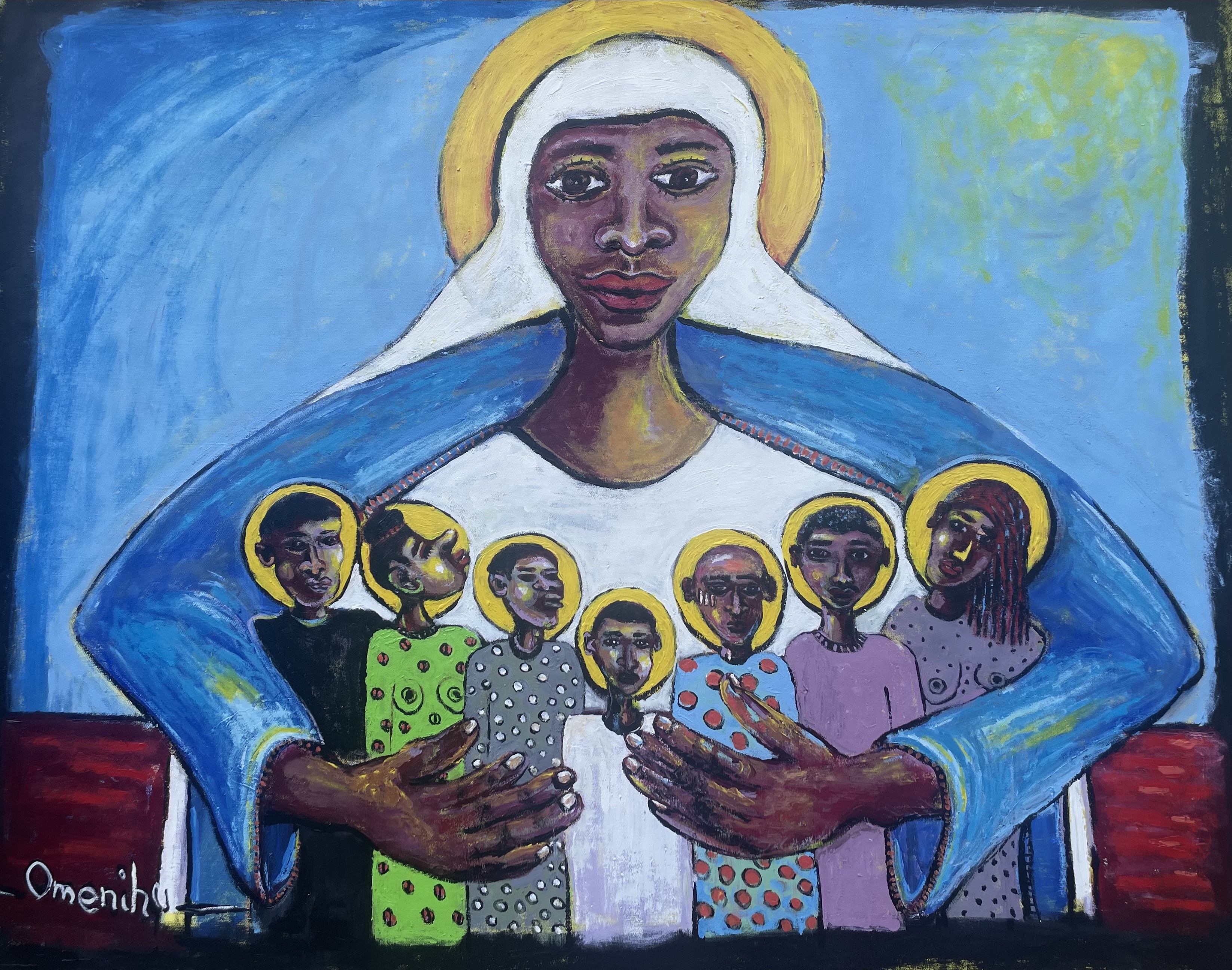 “MM and Kids” acrylic on canvas, 40” x 50”