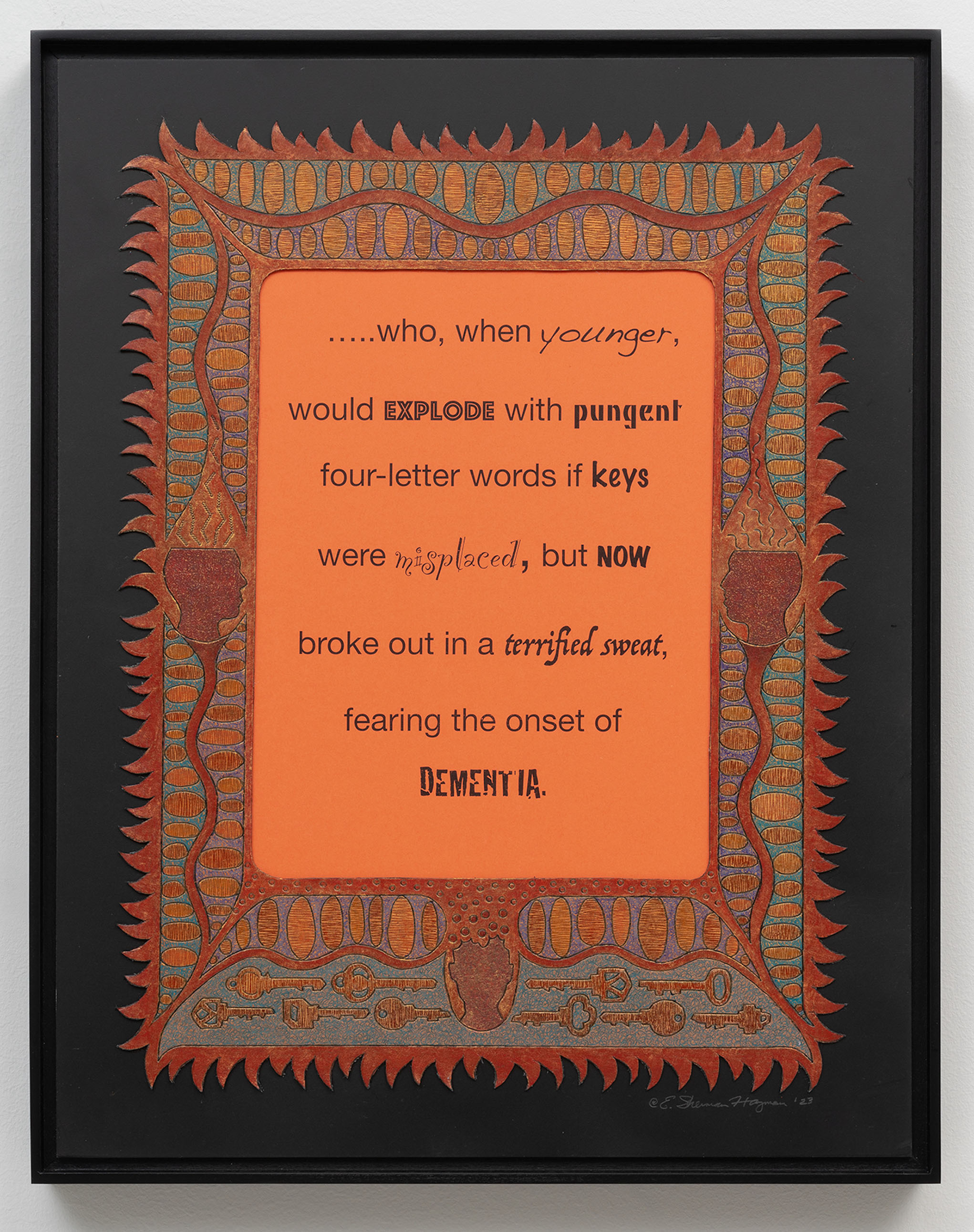 SHE WAS THE KIND OF PERSON Series: "Dementia" 2023 - 2024, sgraffito and mixed media, 19" x 15"