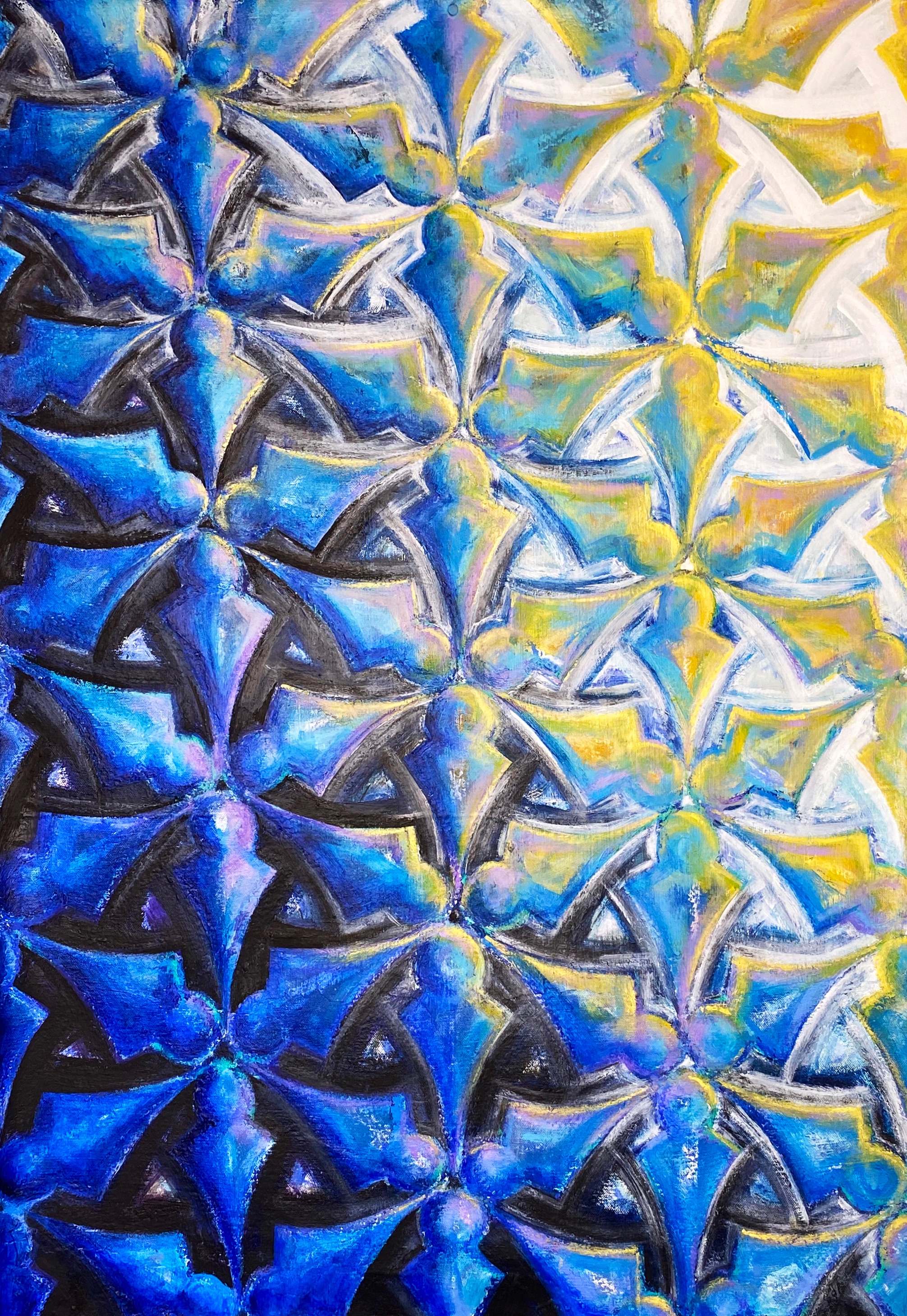 "Moonrise" 2020, Acrylic and oil pastel on canvas, 33" x 22"