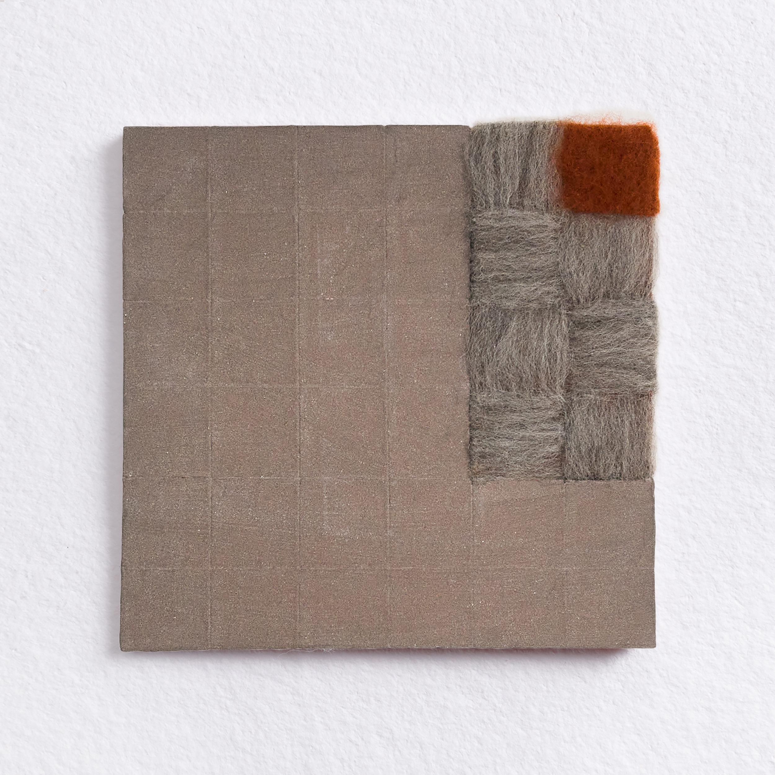 “Thresholds No.1” Ceramic Wall Sculpture, Glazed stoneware clay, Corriedale wool, 8”x 8” x 3/8”