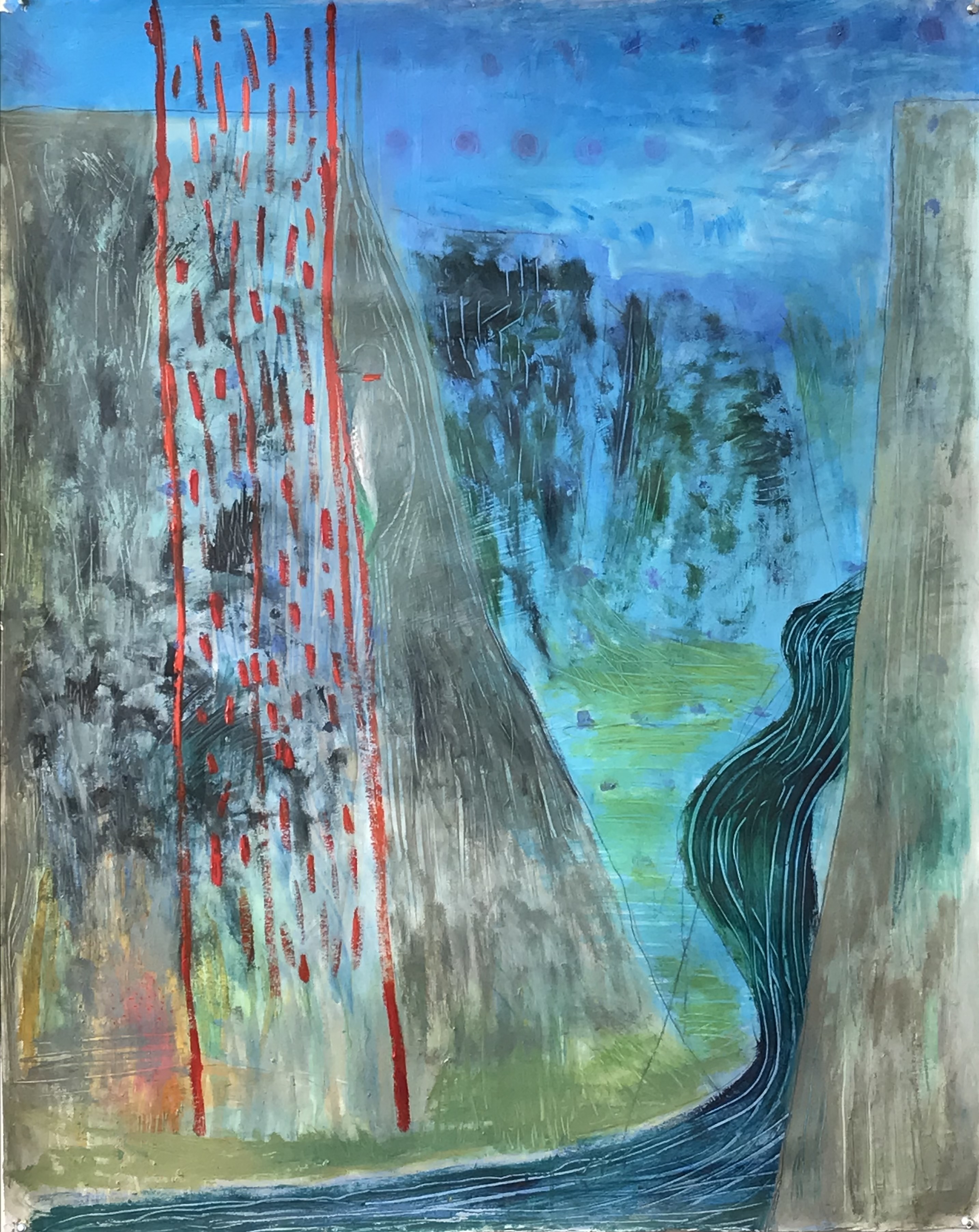 “Rio Grande / Land of Enchantment”  oil/mixed media on Arches, 50 x 40 inches