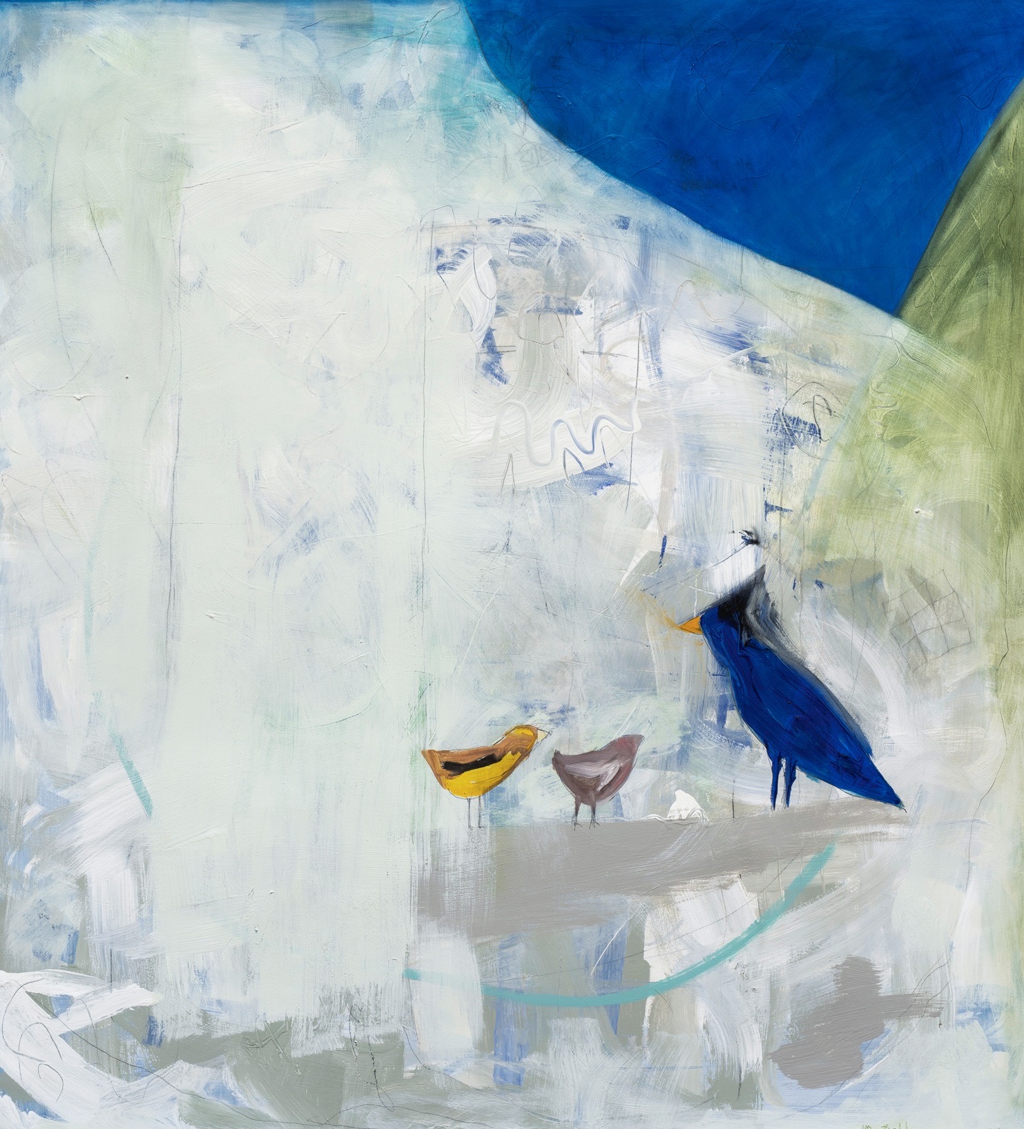 “Winter Birds / Glorieta /Land of Enchantment” oil/mixed media on Arches, 47 x 42 inches