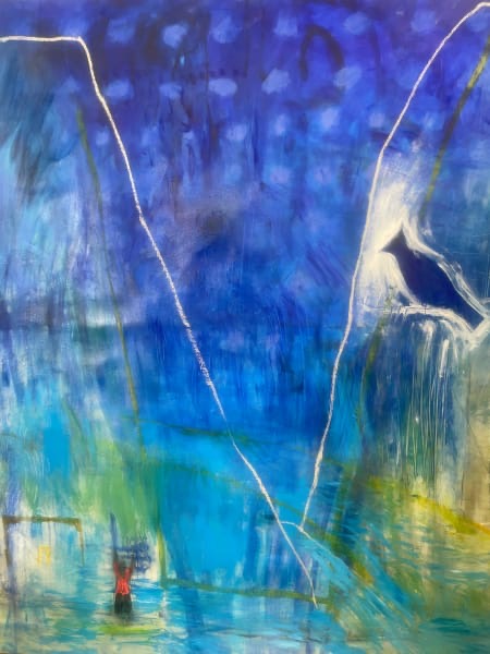 “Spirit Guide / Land of Enchantment” oil/mixed media on Arches, 58 x 42 inches