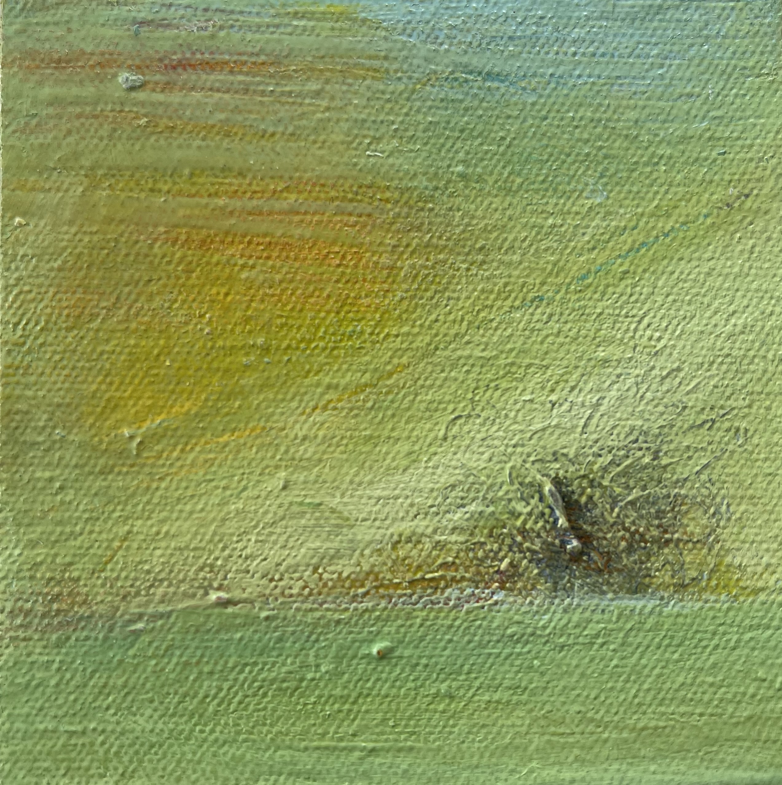 “Island / Tropic of Capricorn” oil on canvas mounted on birchwood panel, 4 x 4 inches