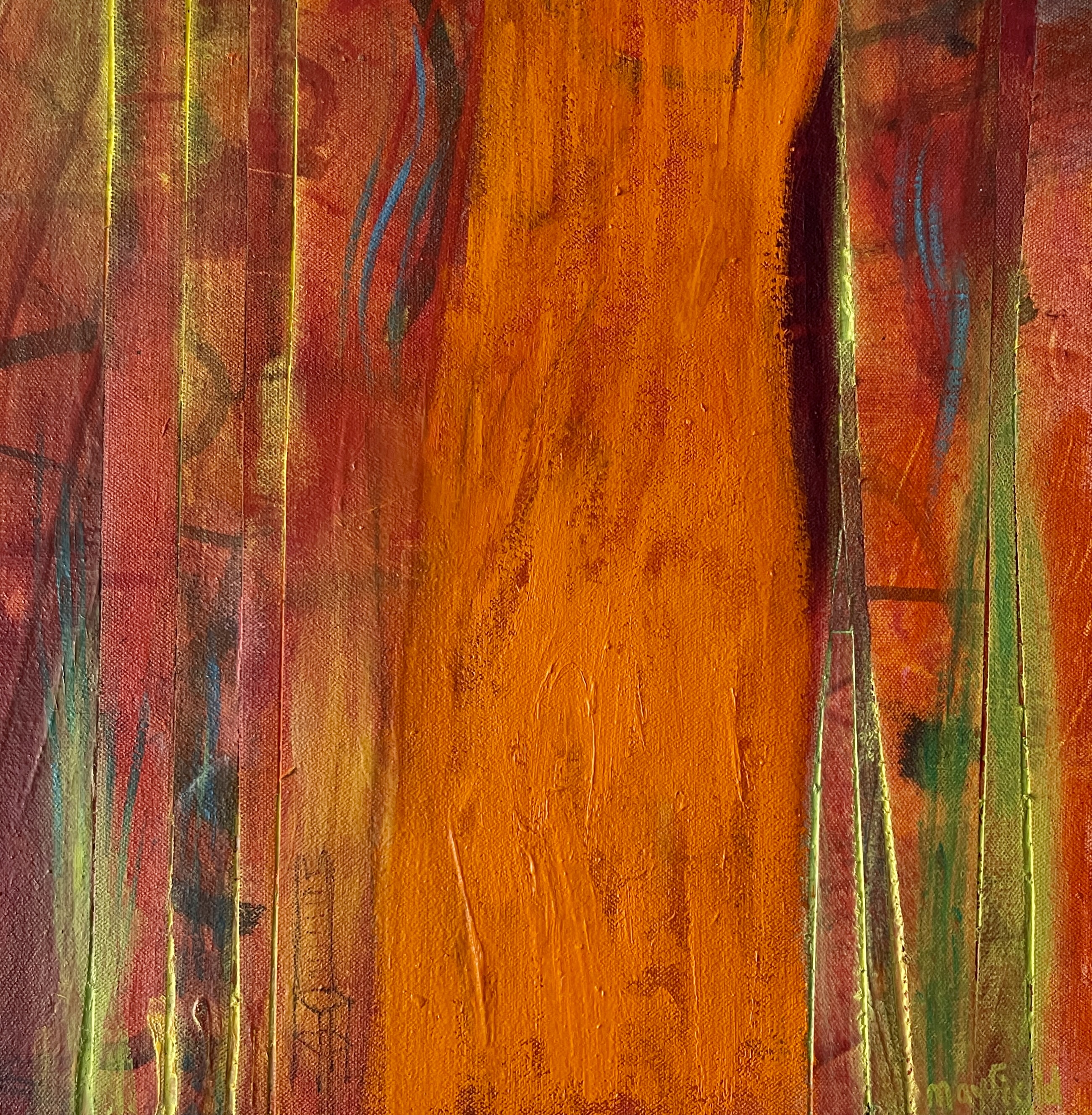 “Solstice / Deep Woods” oil on canvas on birchwood panel 12 x 12 inches