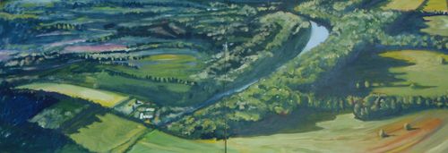 “Above the Sprawl“ oil, 18 x 48 inches