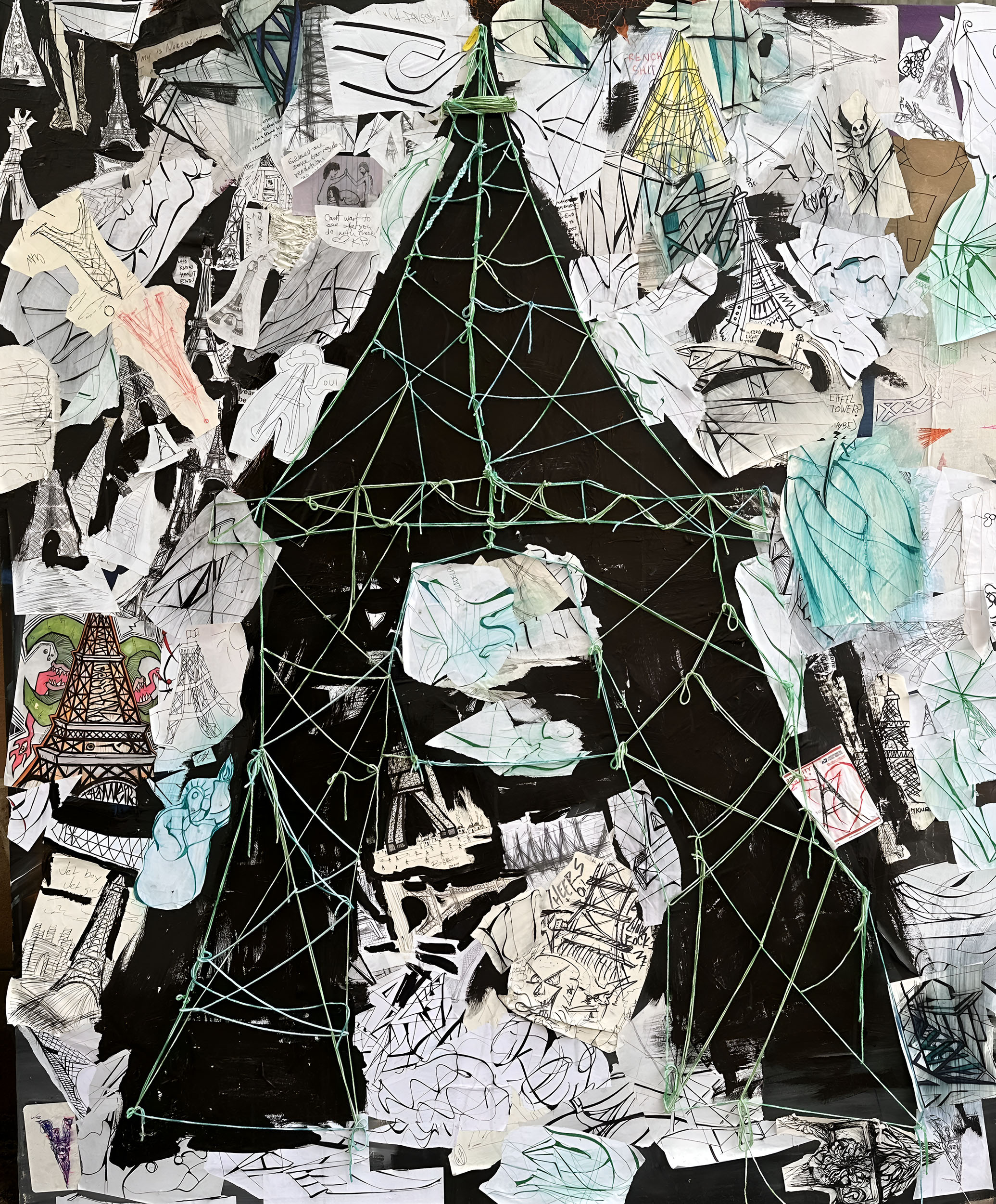 “The Eiffel Tower Project” 2025, mixed media, 6” x 5”
