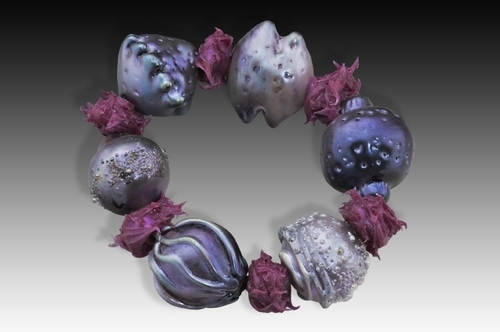 "Purple Bubble Bracelet" hollow glass beads