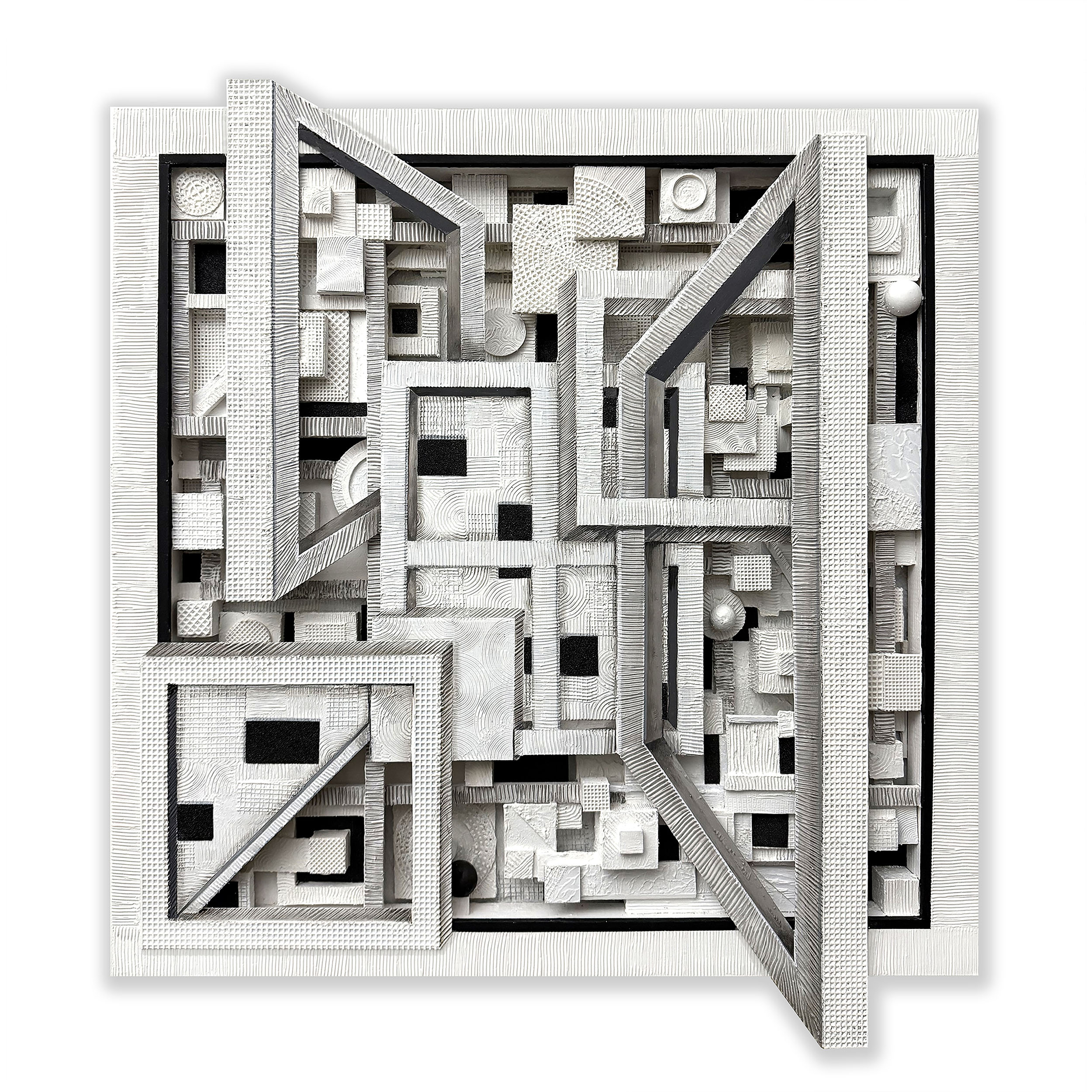 Trompe l'oeil Relief Black & White No. 1 | 27 x 24 x 2 inches