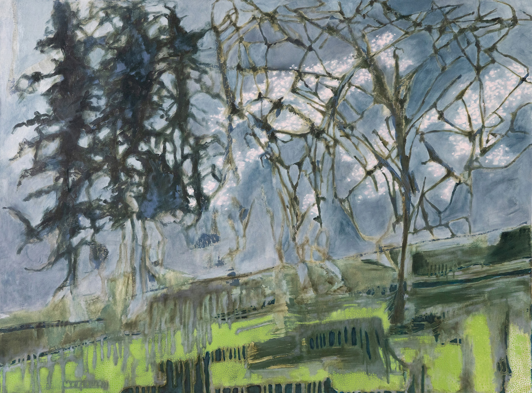 "after the rain" 2025, oil on canvas, 30 x 40 x 1.5 in