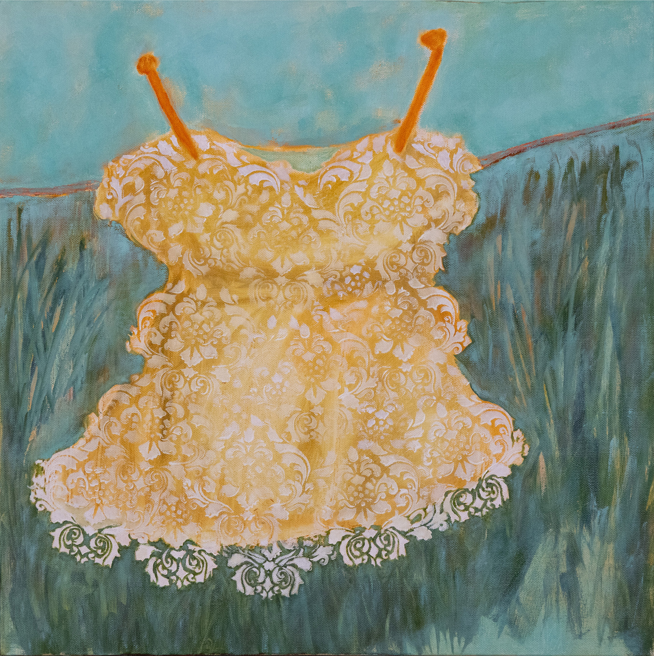 "Somersaults" 2025, oil on canvas, 20 x 20 x 1.5 in