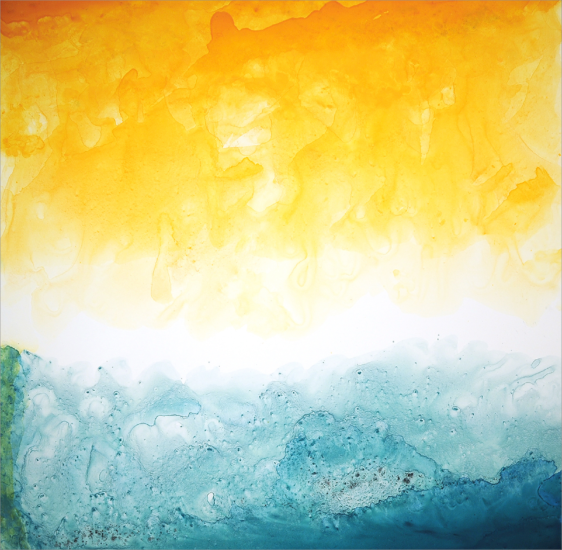 “Undercurrents Orange Green“ Wax Pastel, 24" x 24"