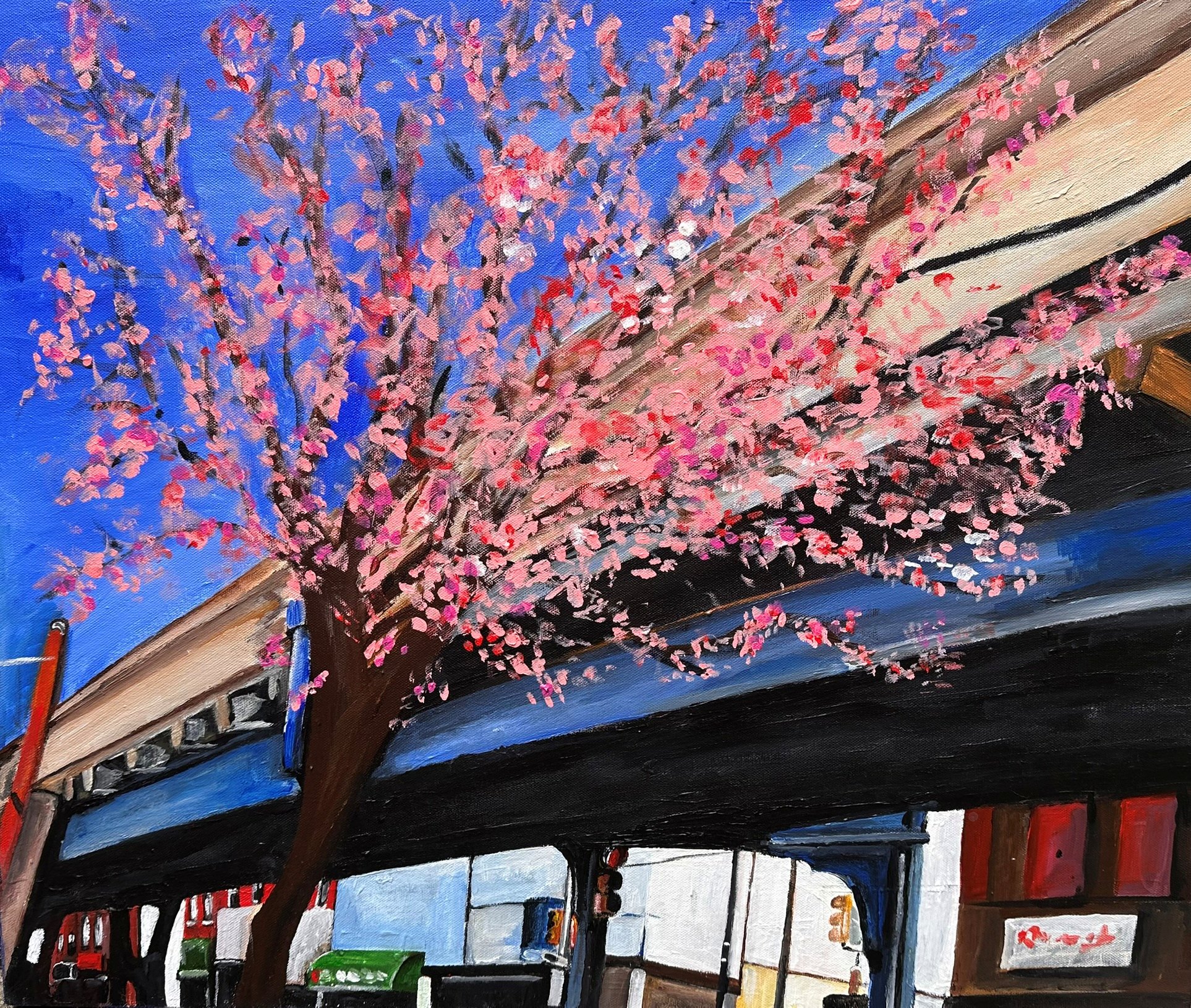 “Kensington in Bloom” acrylic on canvas, 36” x 24” 