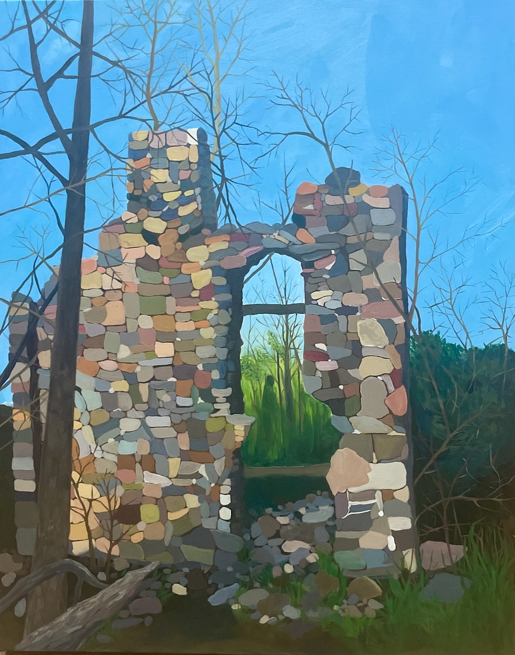 “Spring Ruins” 2025, Acrylic on linen, 30" x 24"