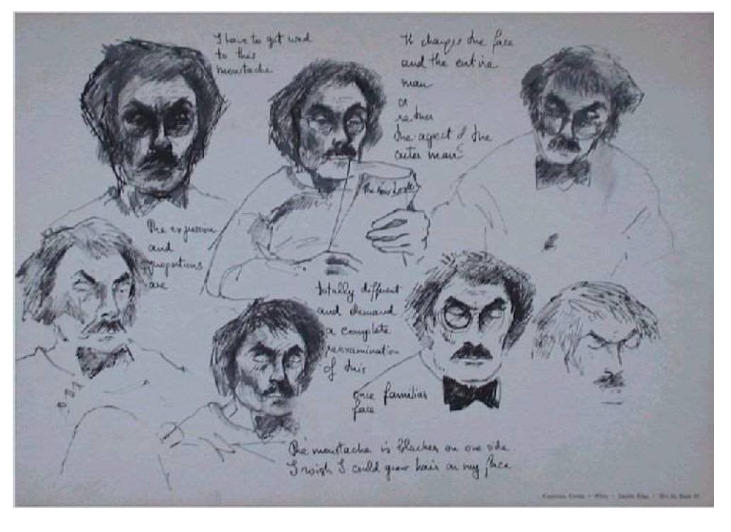 "Man with mustache study" C. 1960 -1970s, Work on Paper 12 × 16 in