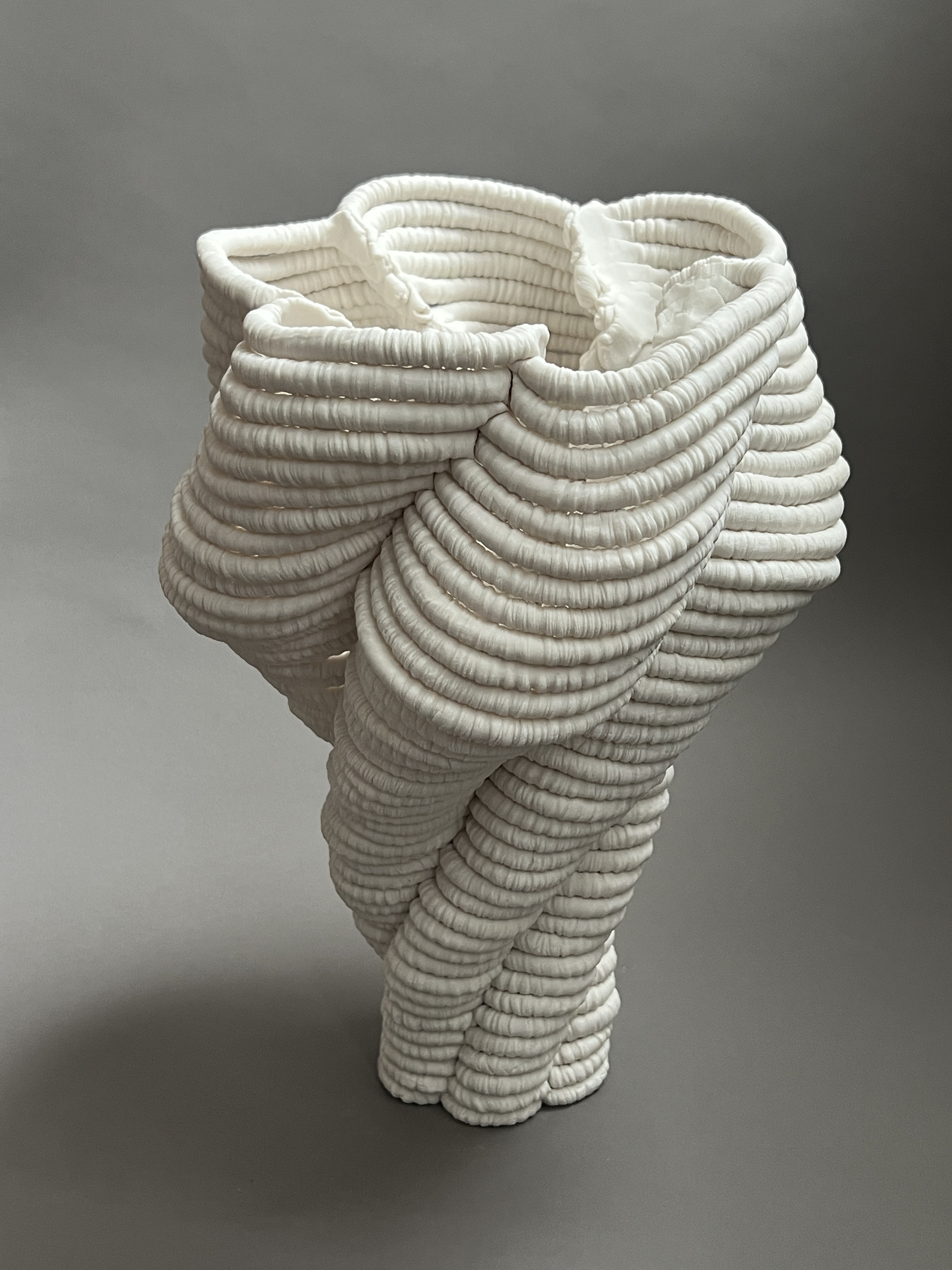 "Crewel Jabberwocky" by Leah Kaplan, porcelain, 15.25 x 10 x 9", 2025