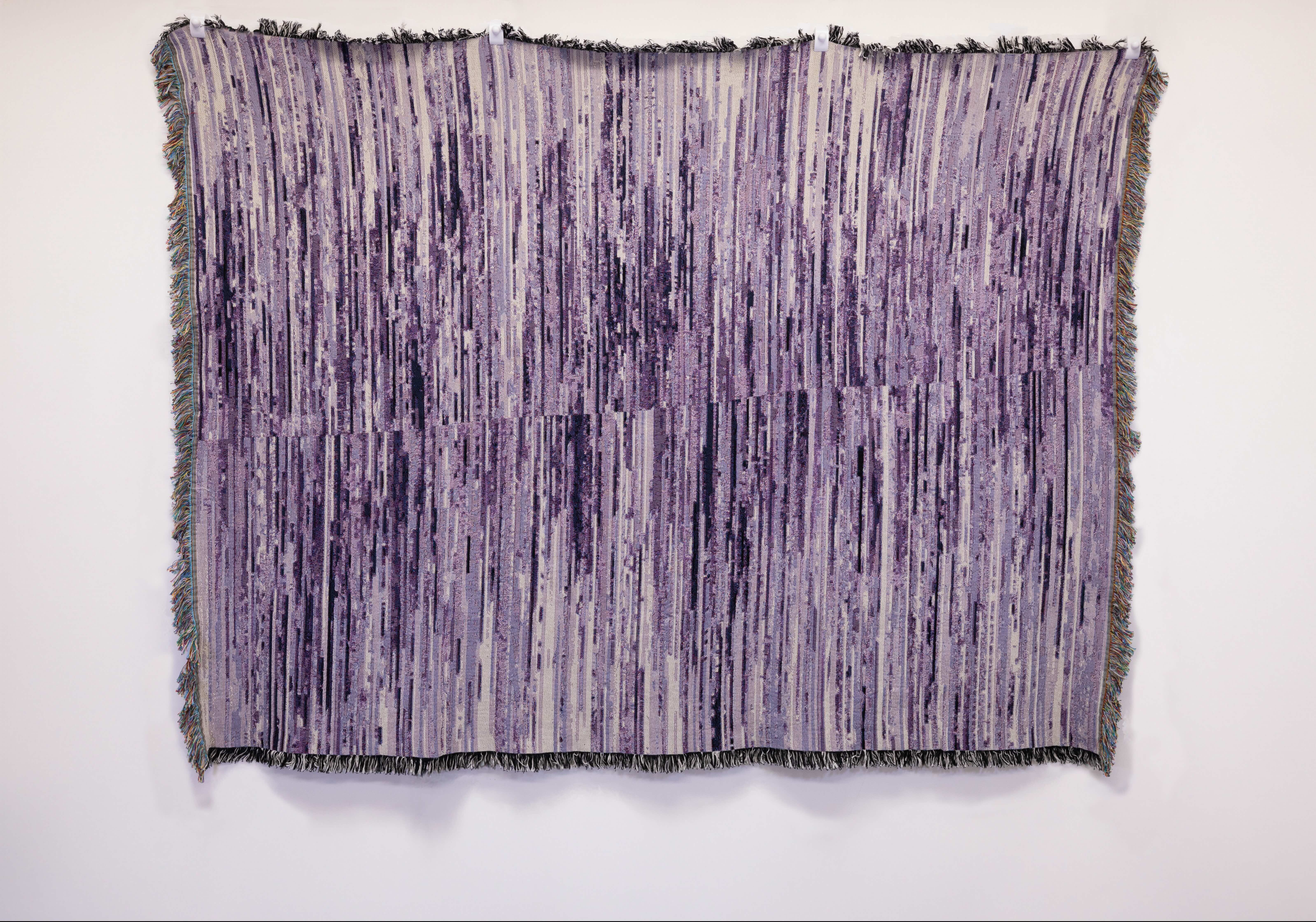 "Chromatographic Landscapes, Mauve Weaving" by Lisa Marie Patzer, Jacquard digital woven tapestry, 62 x 48", 2025