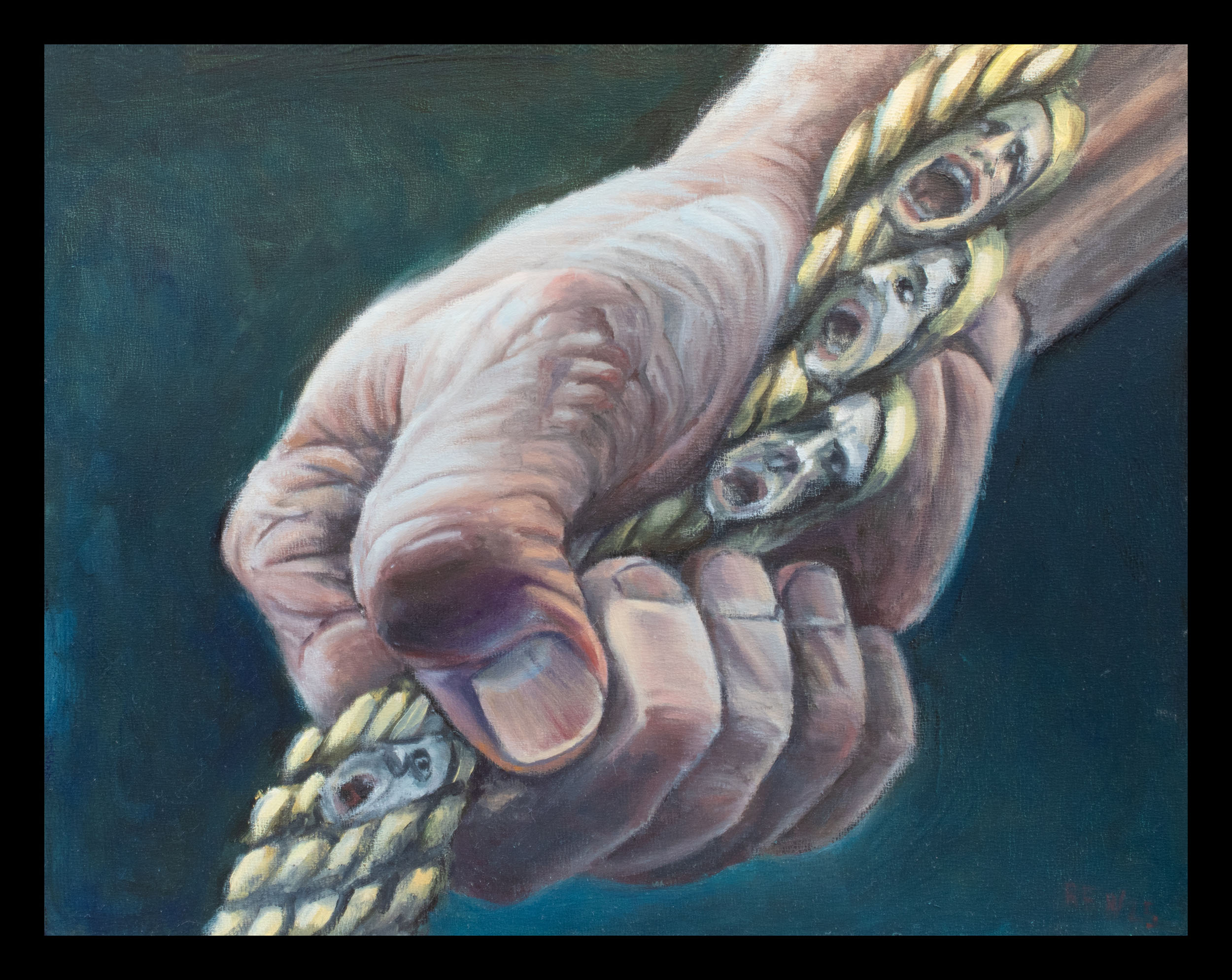 "Twisted" oil on canvas board cradled panel, 11” x 14”