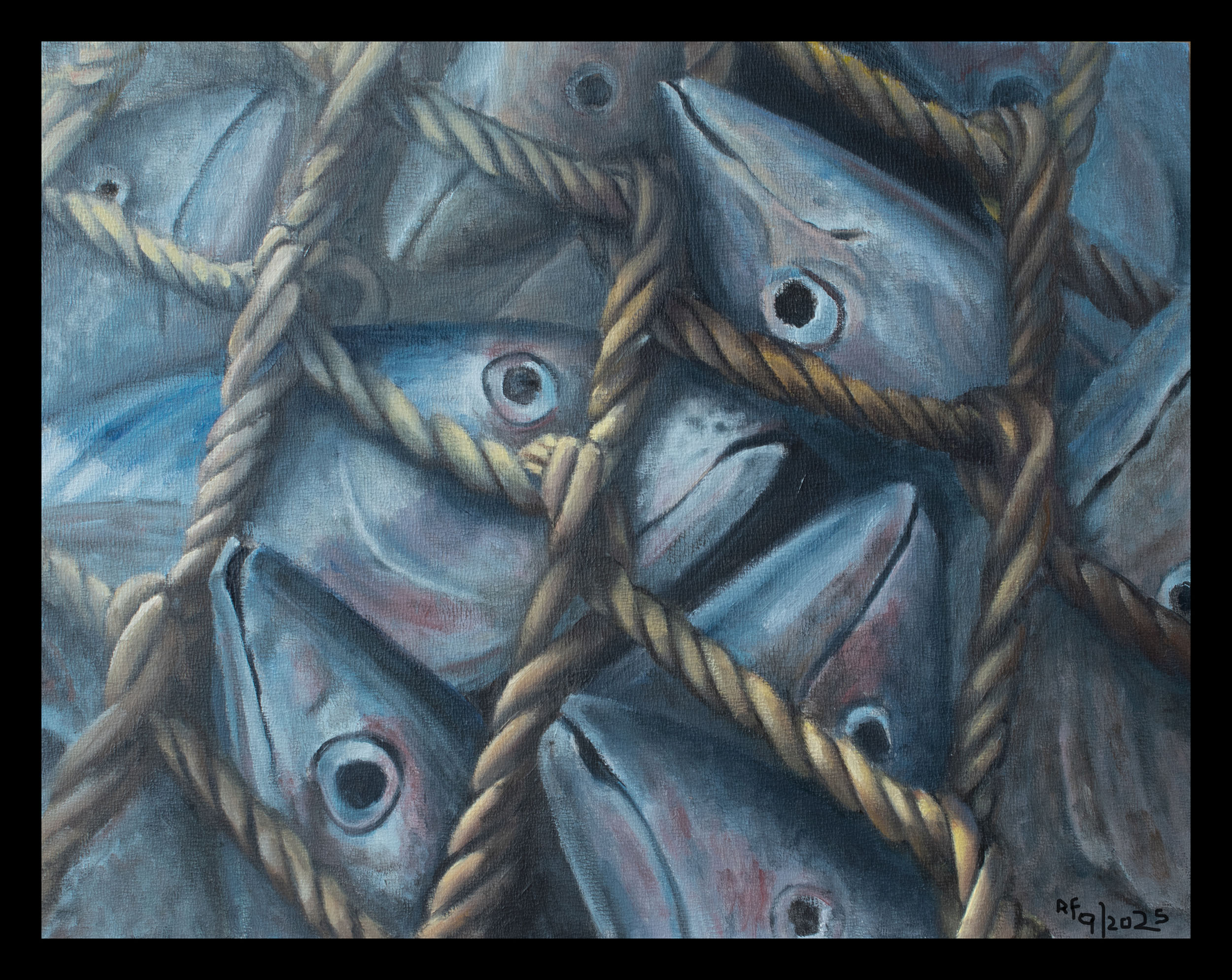 "Getting Out" 2025, oil on canvas board cradled panel, 11” x 14”