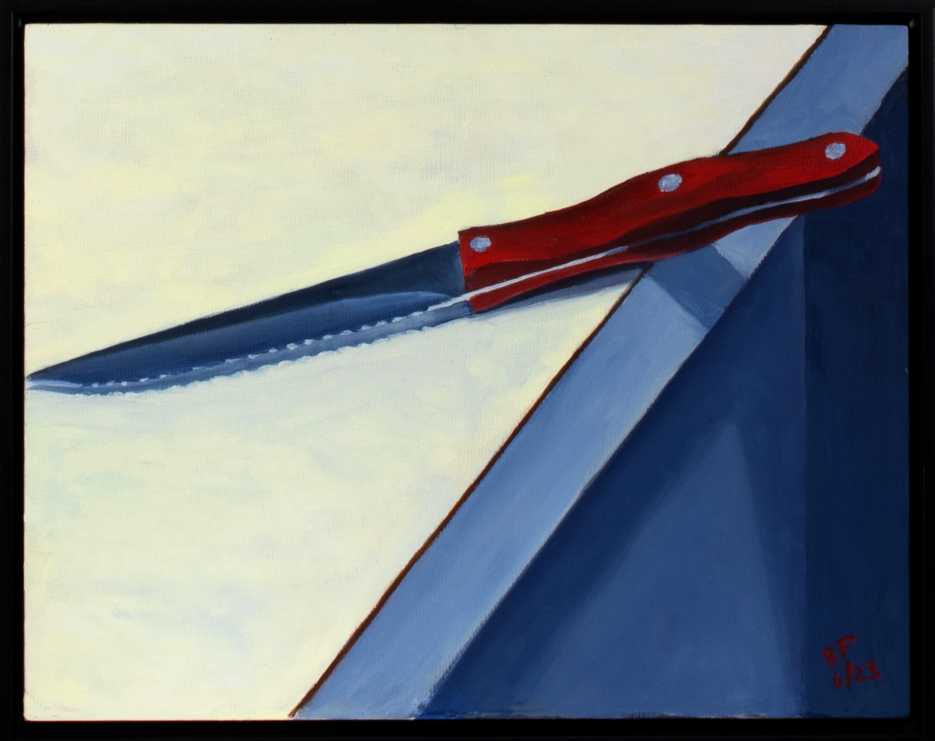 “Red Handled Knife” Oil on canvas panel, 11” x 14”
