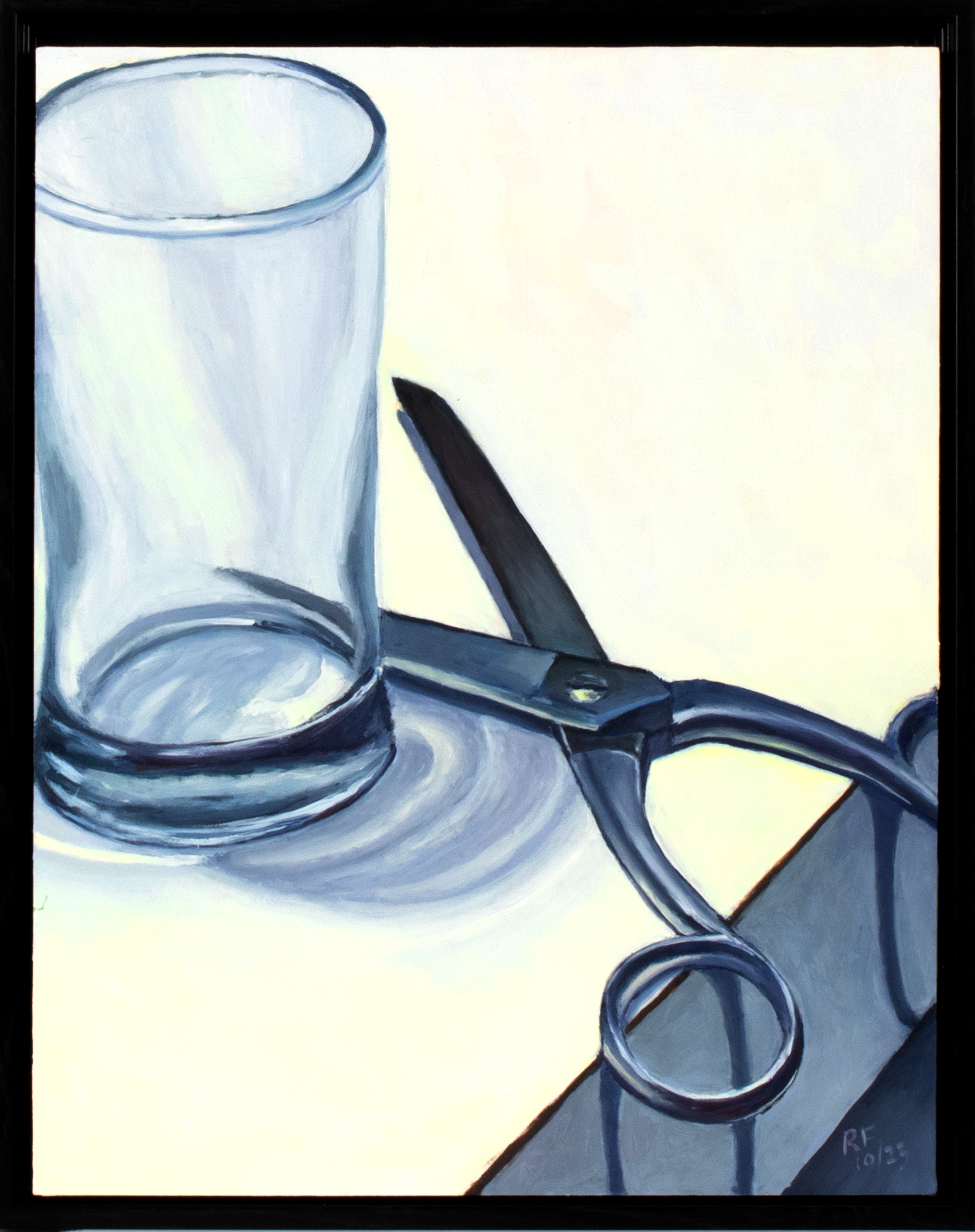 “Glass and Scissors 1023” Oil on canvas panel, 11” x 14”