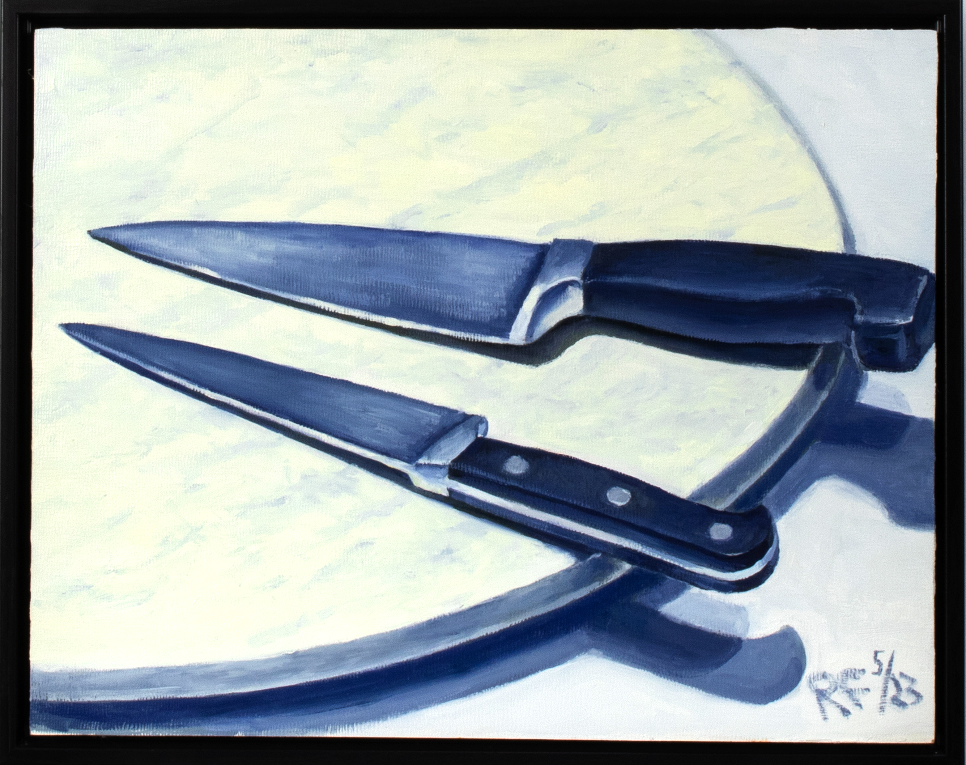"Two Knives” Oil on canvas panel, 11” x 14”