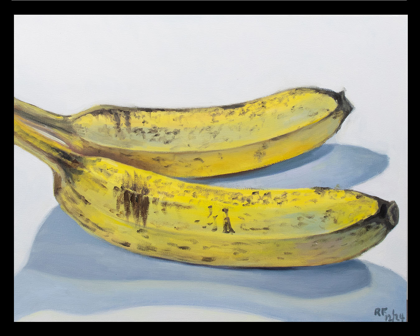 "Banana Pair” Oil on canvas panel, 11” x 14”