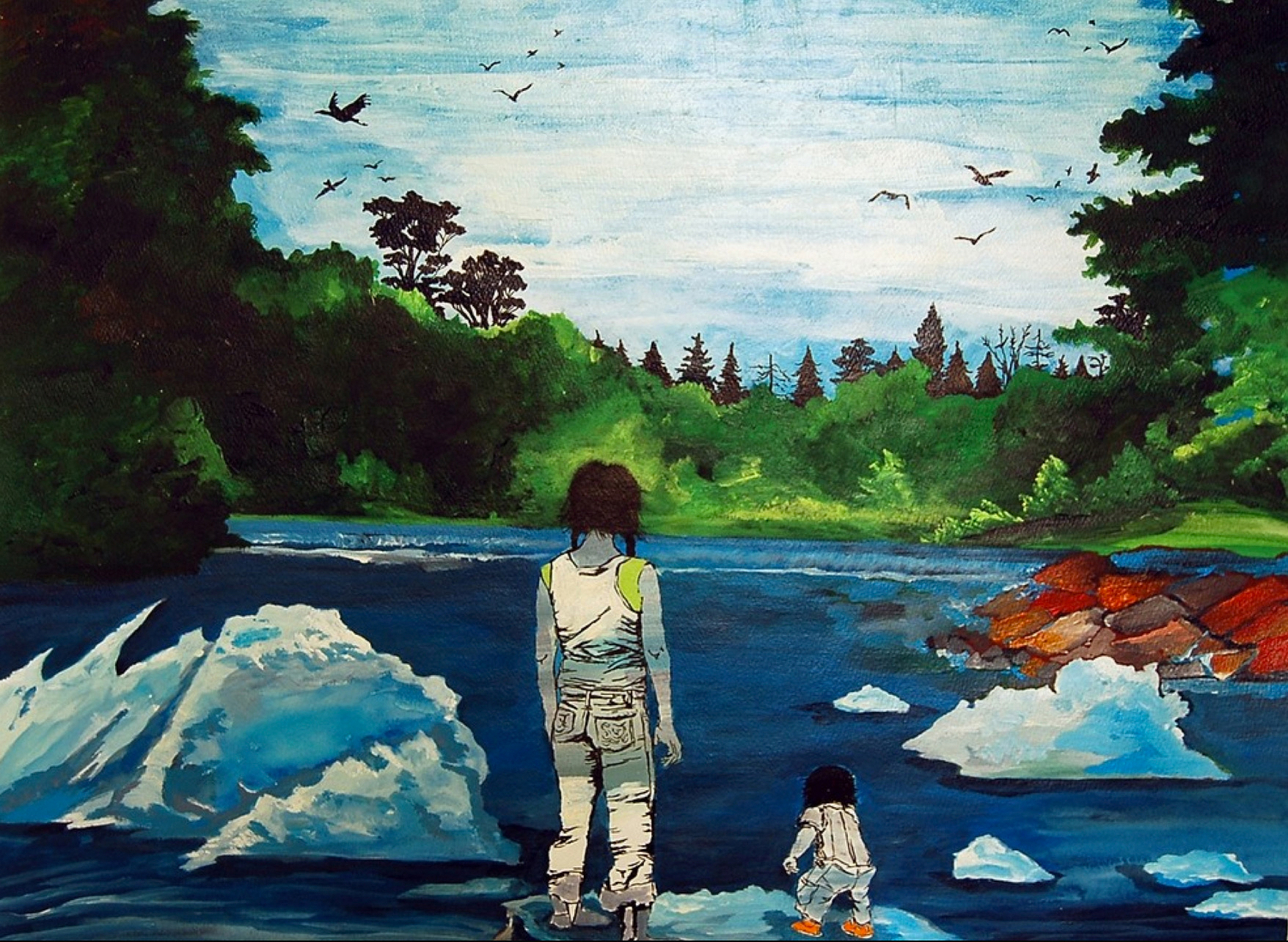 "Air for Life" Gouache and ink on paper, 22“ x 30”