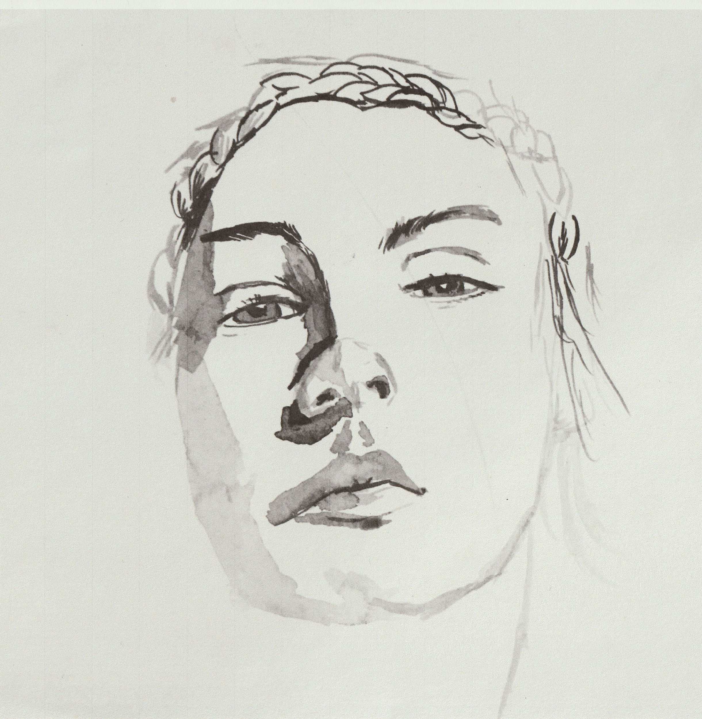 "Wisped" Ink on paper, 10” x 12” 