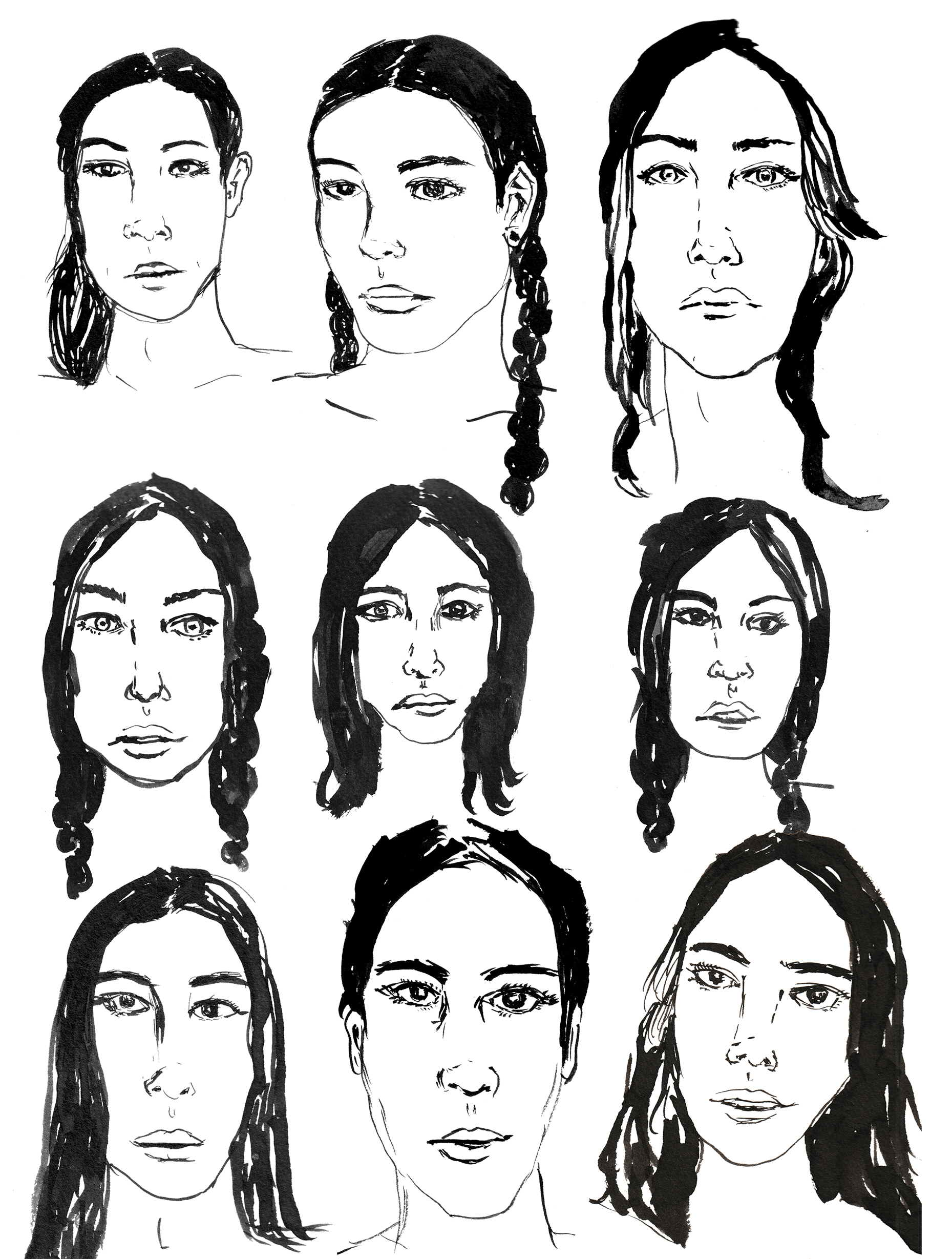 "Nine Ways of Being" Ink on paper, 8” x 10”