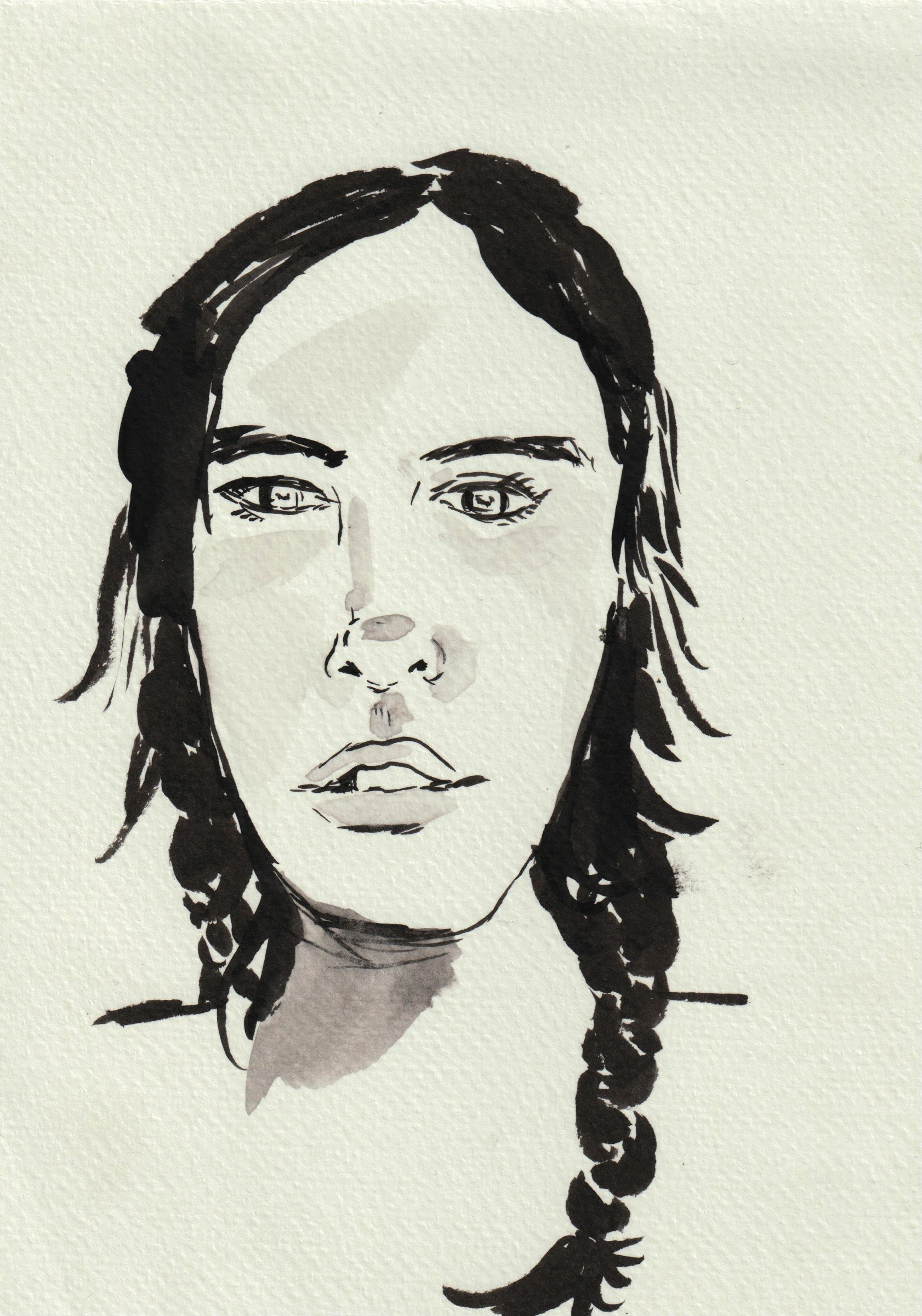 "When the Moon Comes Out" Ink on paper, 5" x 7"