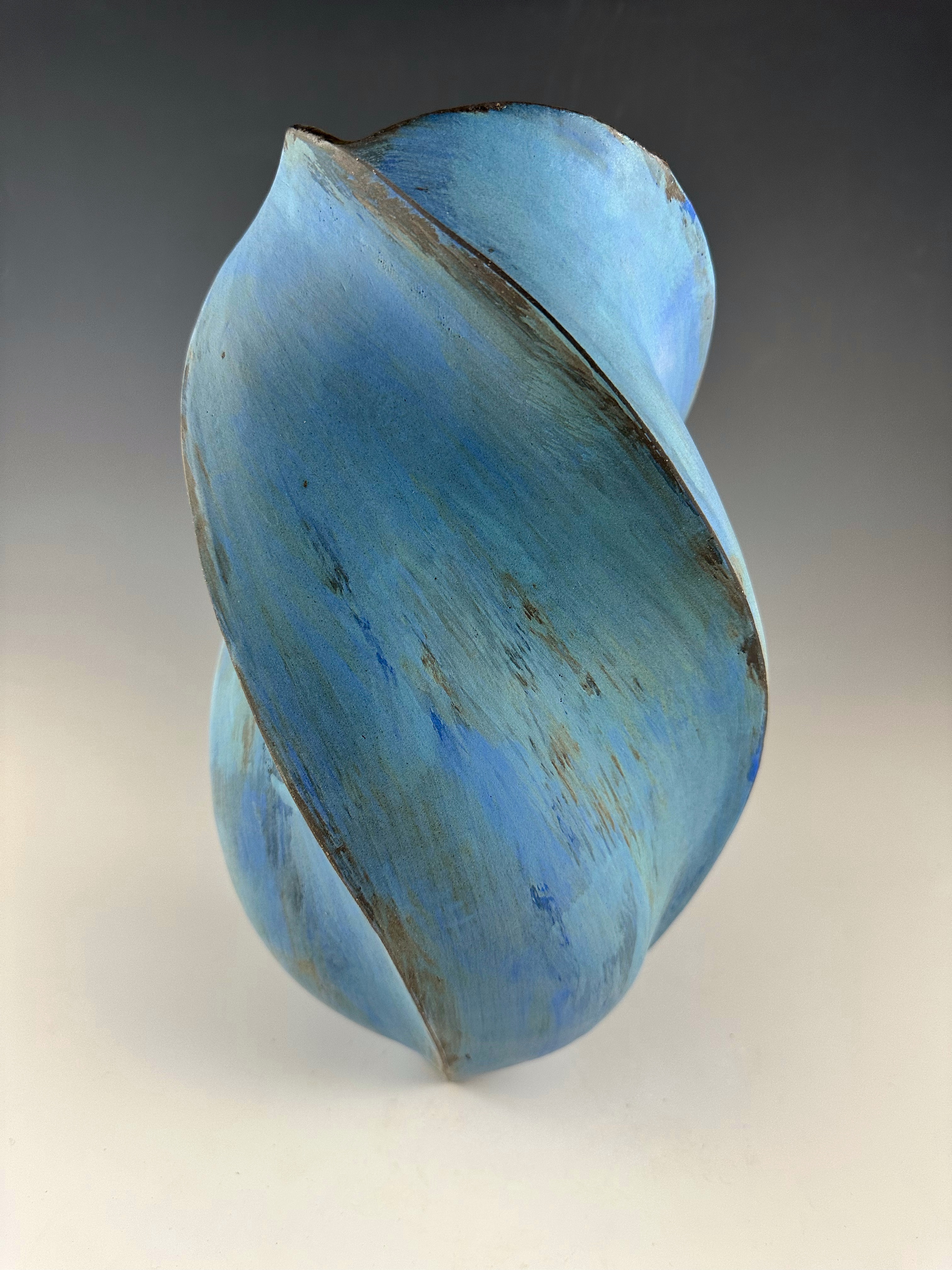 Large Blue vase, 2013, Ceramic, brown stoneware, glaze, underglaze, 13 x 9 x 9 
